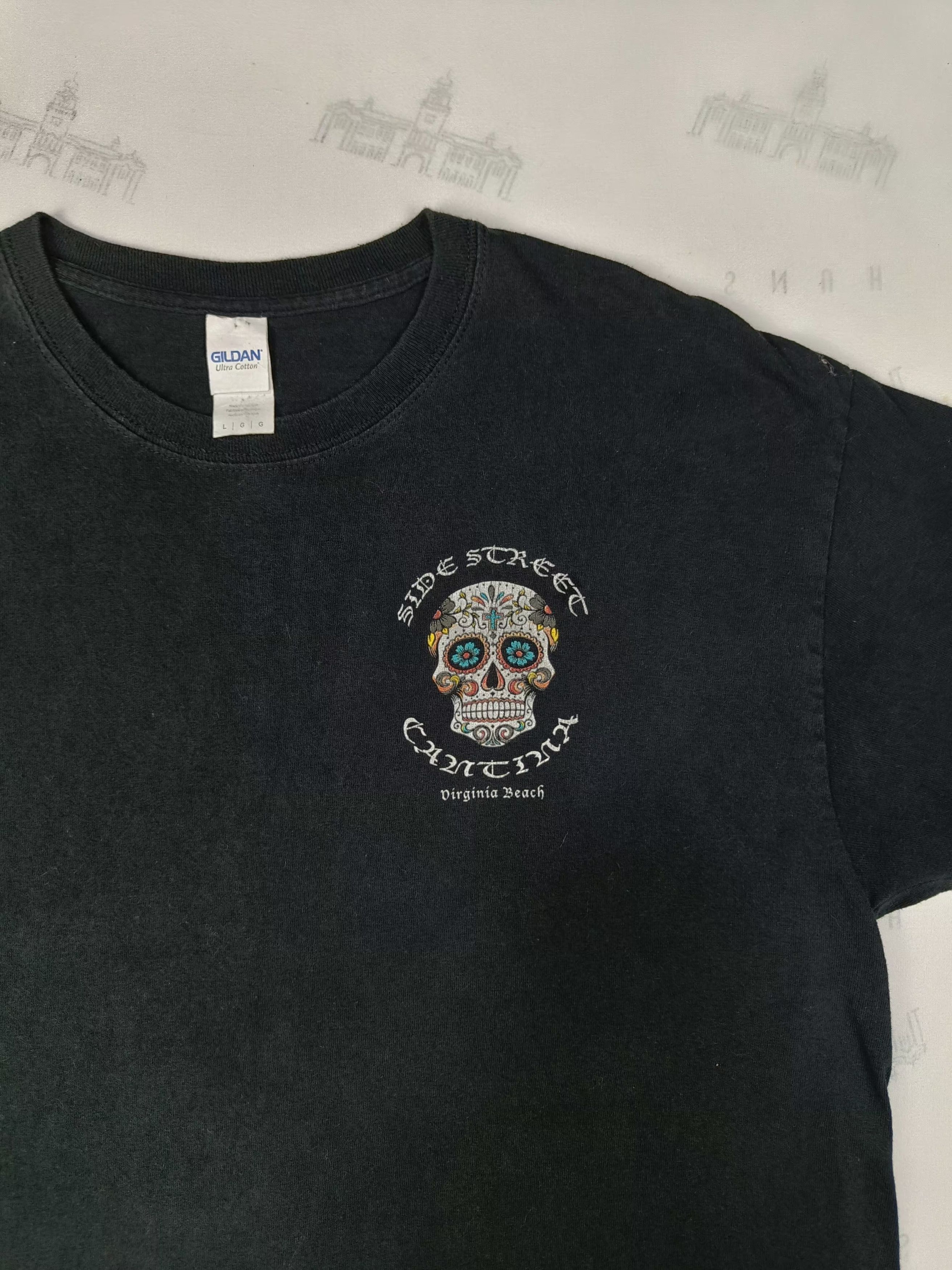 Cross Colours Vintage Gildan Side Street Cantina SKULL CROSS T-shirt Size US L / EU 52-54 / 3 - 6 Thumbnail