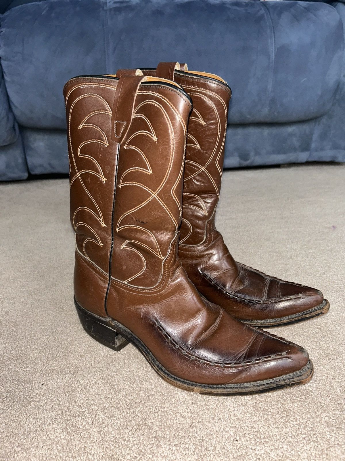 image of Cowboy Equipment x Durango Vintage Made In Usa Durango Embroidered Cowboy Western Boots in Brown (S