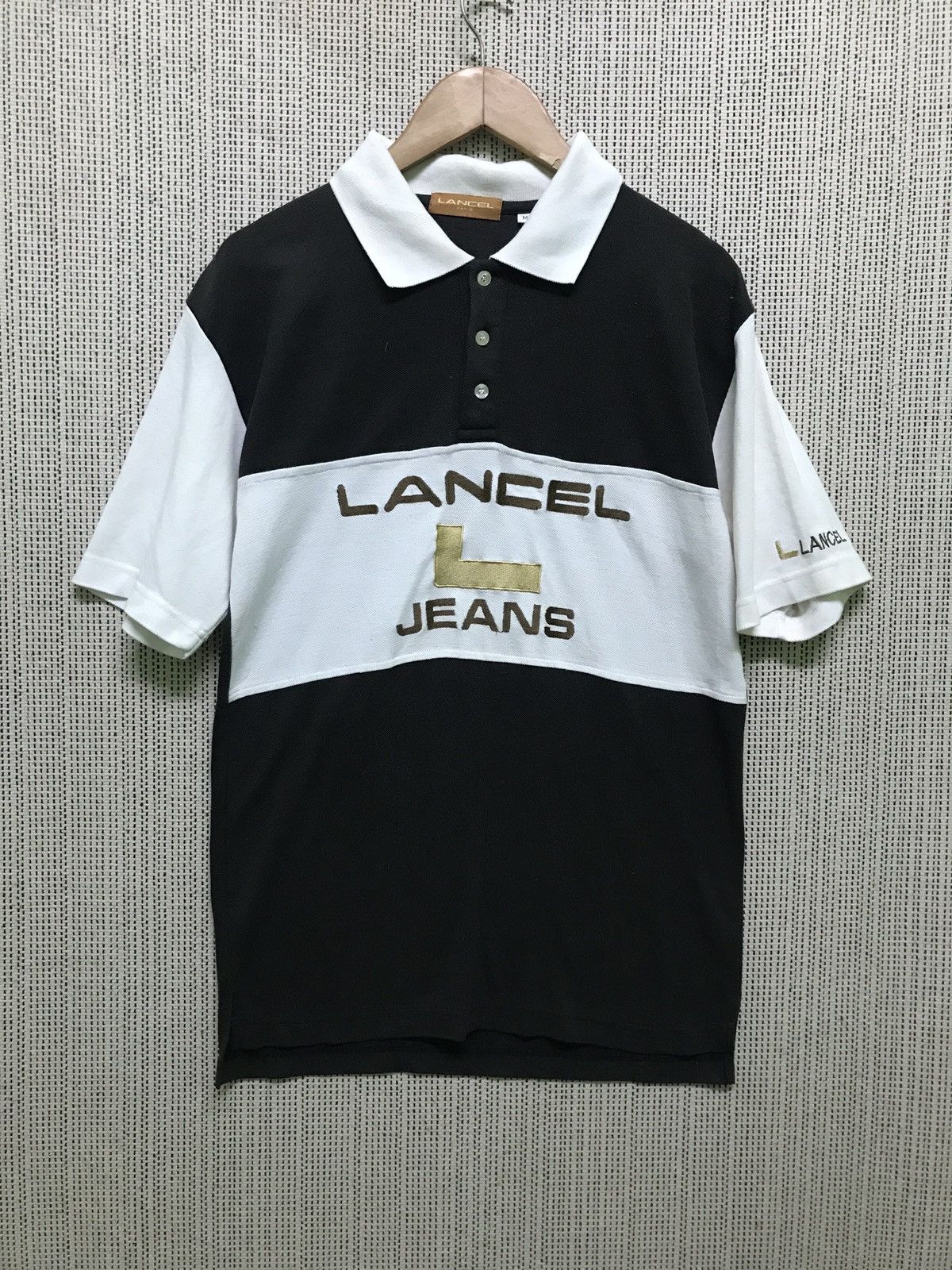image of Lancel Paris Polo Shirts in Black White, Men's (Size Medium)