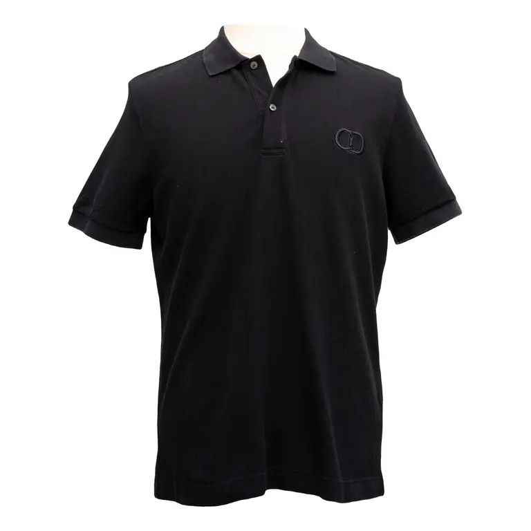 image of Christian Dior Cd Embroidery Logo Polo T-Shirt Black, Men's (Size Small)