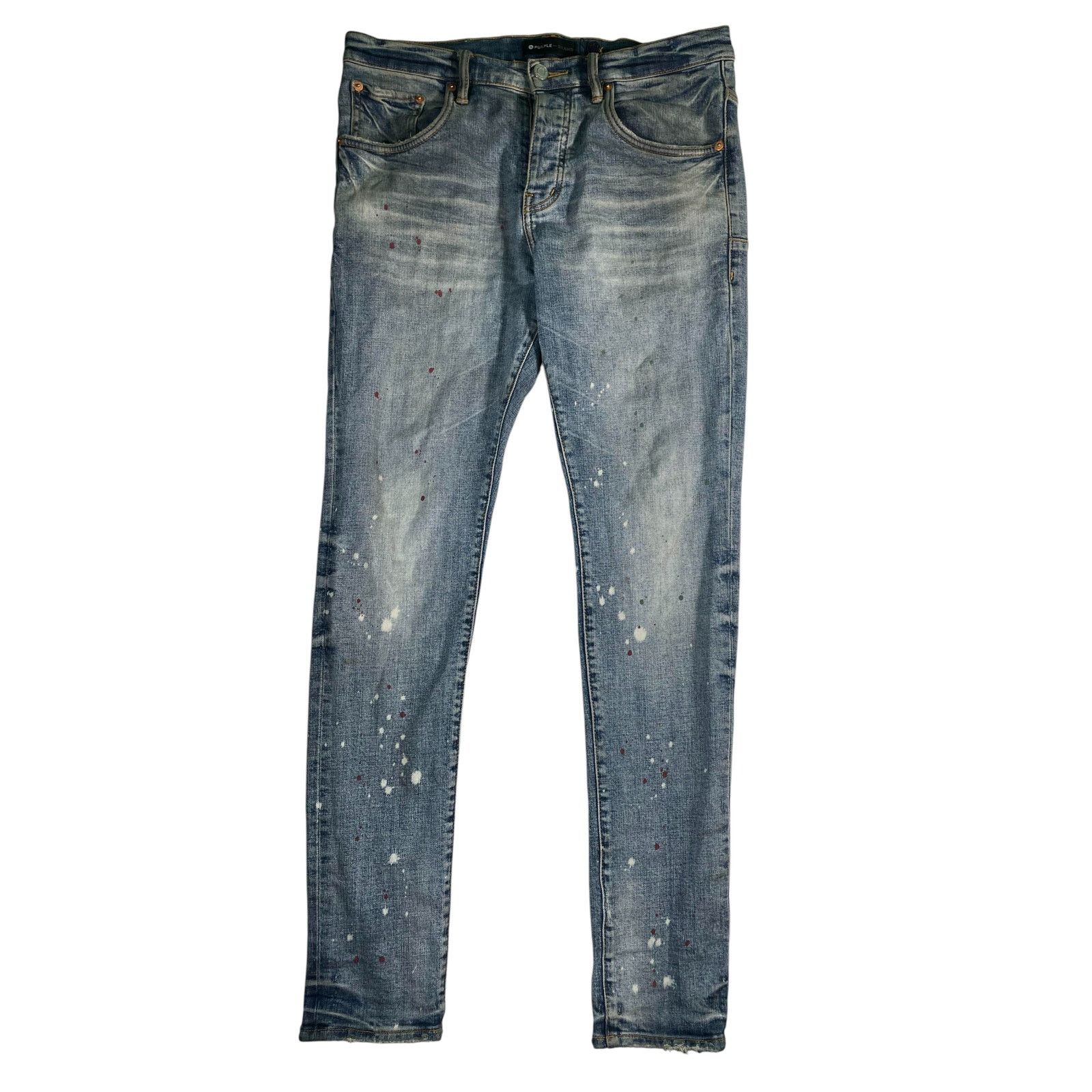 Purple Brand Purple Brand Paint Splatter Light Wash Jeans Size US 31 - 1 Thumbnail