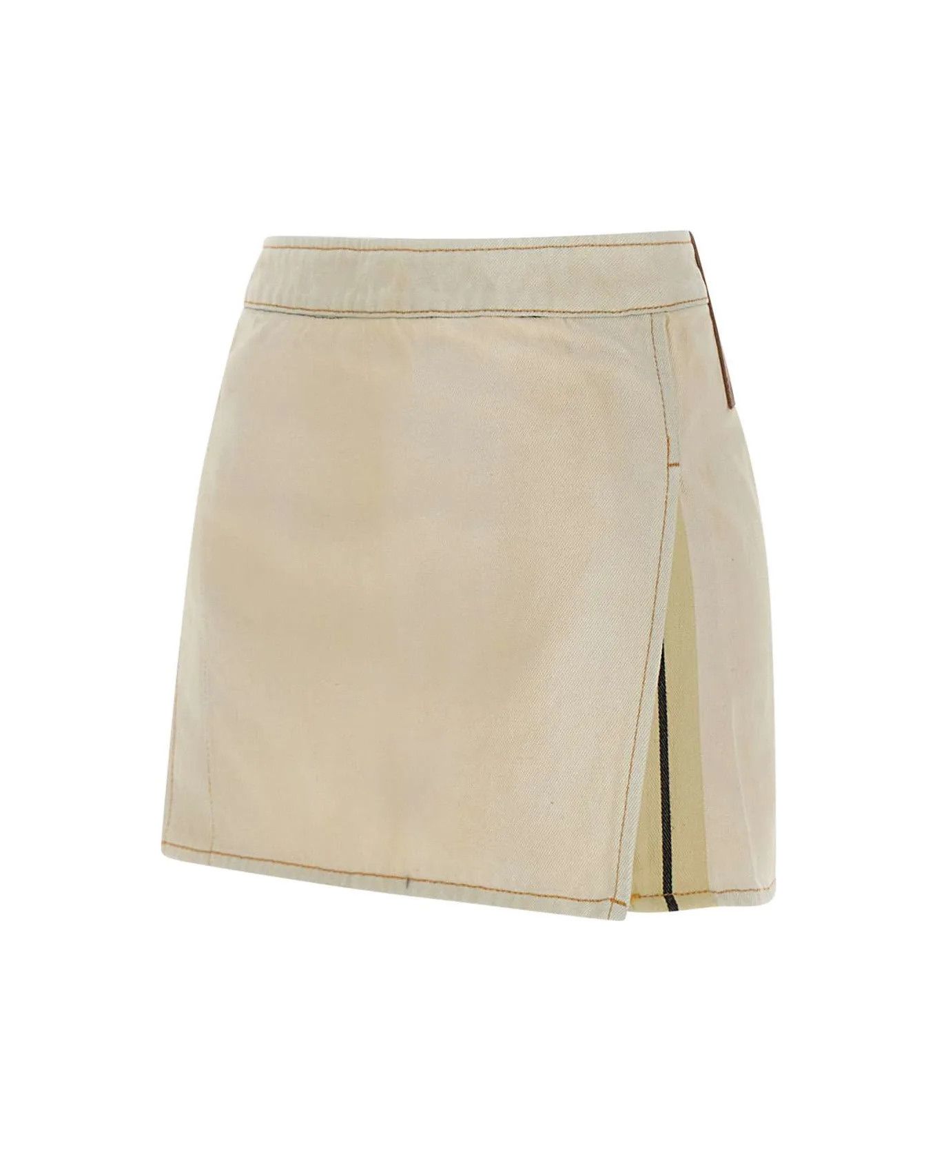 Palm Angels o1y1125 Denim Mini Skirt in Beige Size 25" / US 0 / IT 36 - 2 Thumbnail