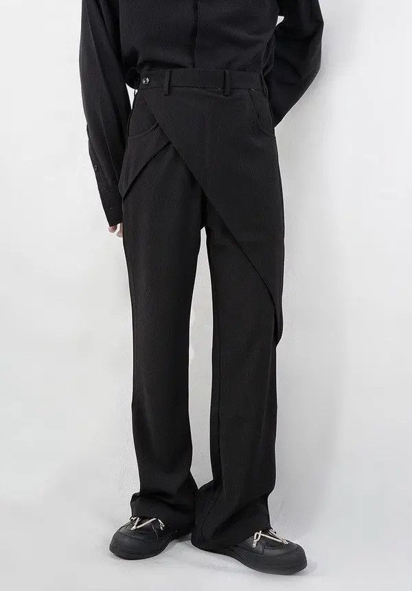 Japanese Brand 💎Retro Pleated Flared Assymetrical Wrap Pants Trousers Y2K Size US 30 / EU 46 - 2 Thumbnail