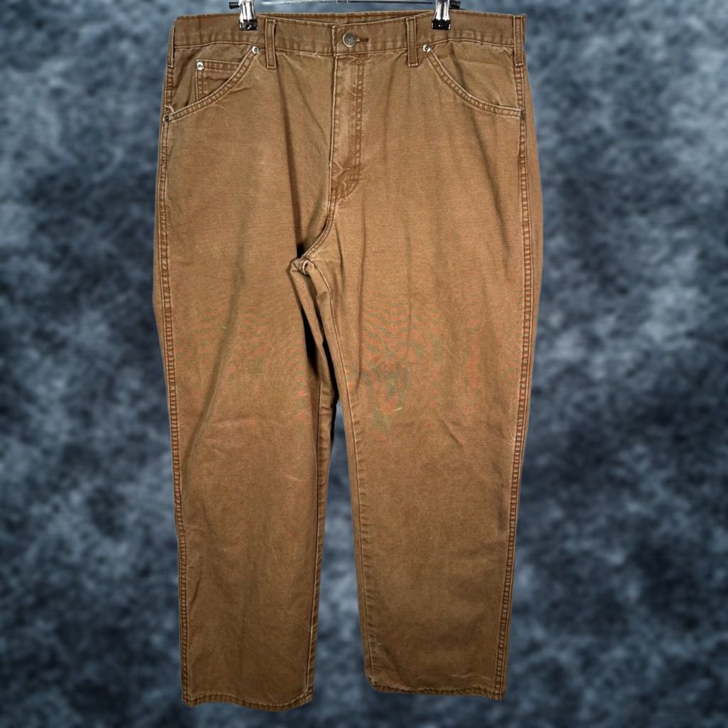 Dickies Dickies Mens 36 x 30 Brown Cotton Work Pants Straight Leg Carpenter 874 Material Cotton Canvas Regular Mens Size US 36 / EU 52 - 1 Thumbnail