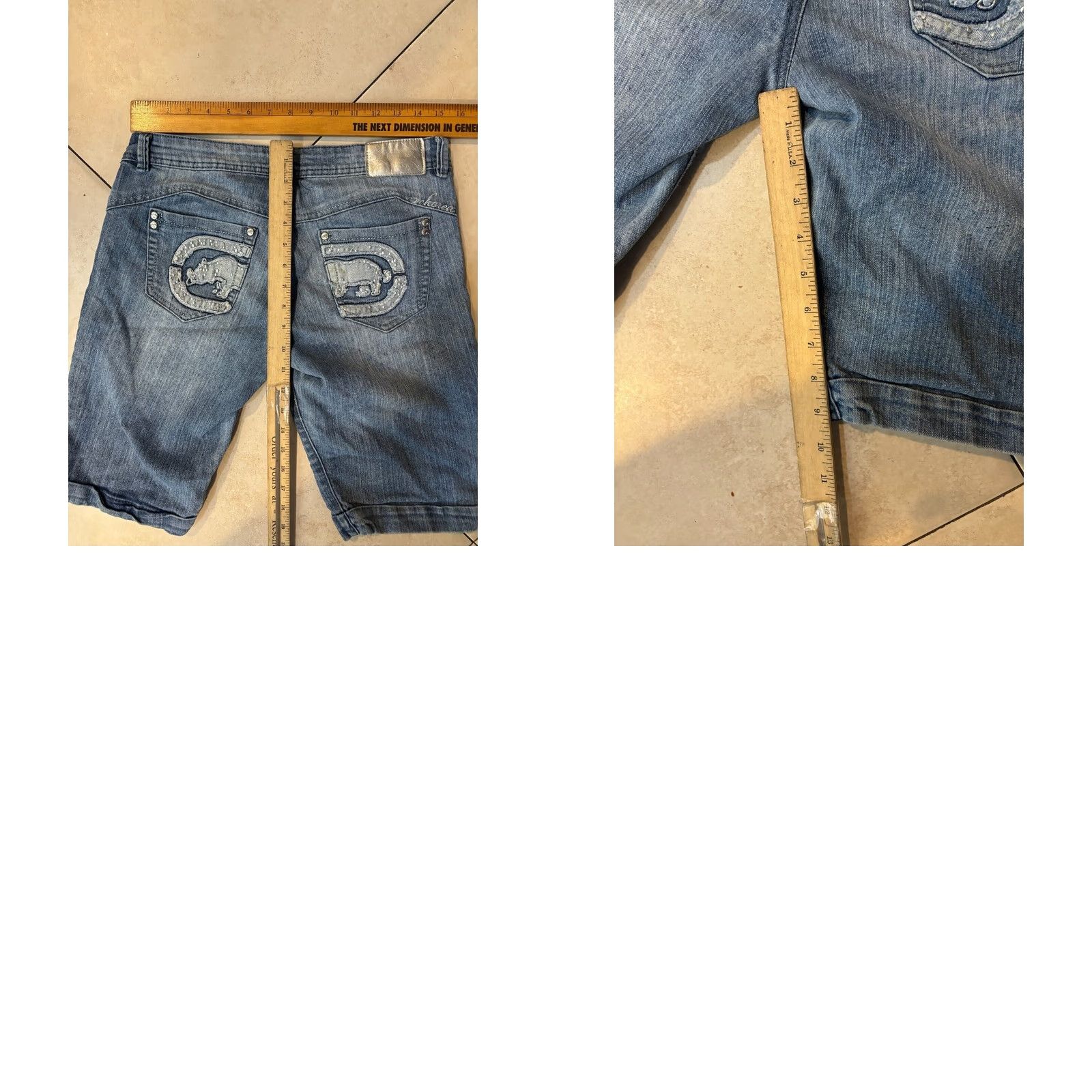 Denime Ecko Red Denim Shorts Women's 7/8 Blue Jorts Capri Vintage Retro Y2K 700 | 8 | Blue | Denim | Vintage | Casual | 5-Pocket | Regular | Women's Shorts Size 30" / US 8 / IT 44 - 8 Thumbnail
