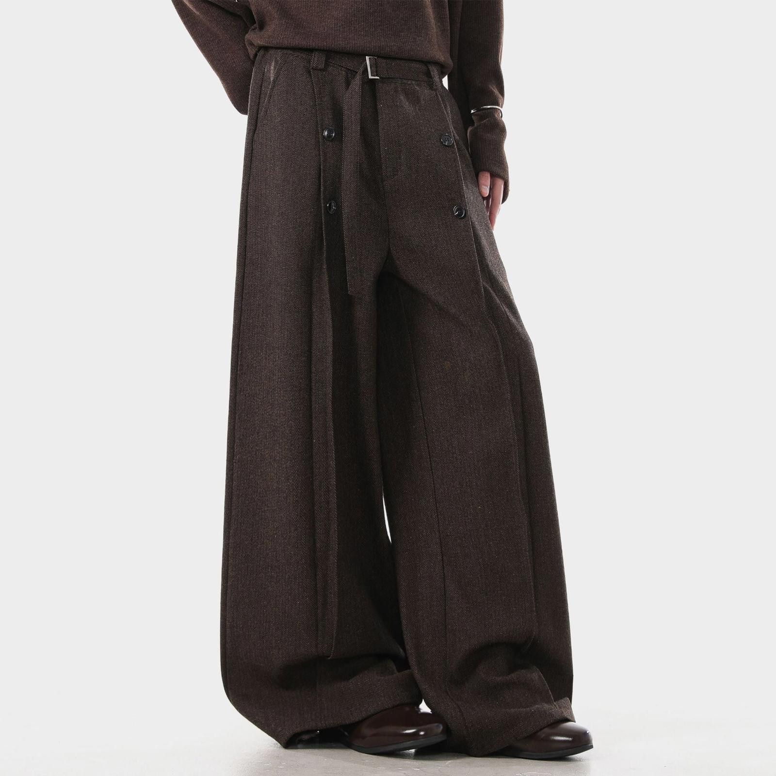 Vintage Gray Wide Leg Wool Pants, Loose Fit Trousers Size US 32 / EU 48 - 3 Thumbnail