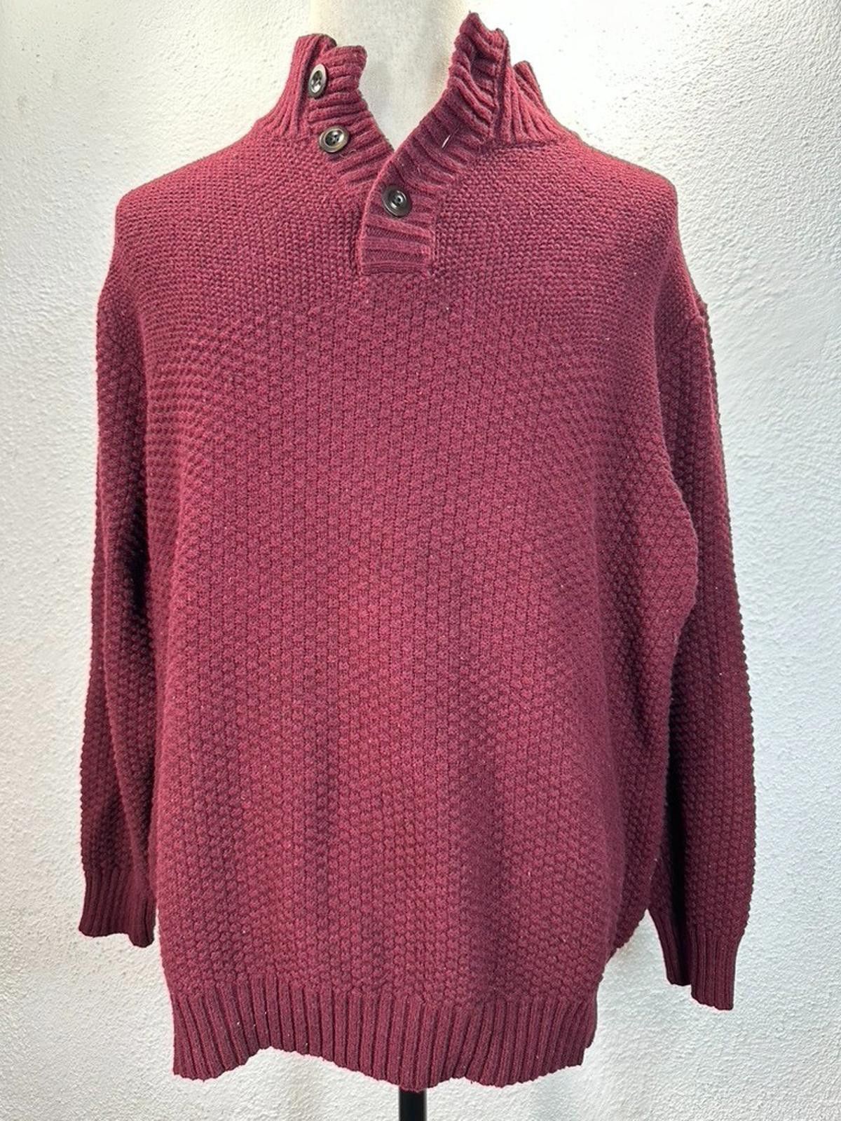 Lands' End Lands End Men 2XL Red 1/4 Button Heavy Knit Pullover Sweater Size US XXL / EU 58 / 5 - 1 Thumbnail