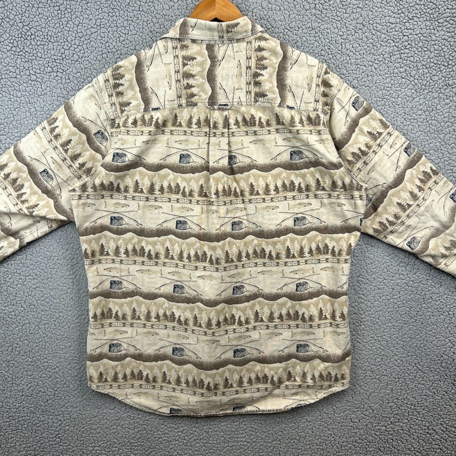 Vintage VINTAGE Woolrich Shirt Mens 2XL Flannel Beig e Plaid Cotton Long Sleeve Button-Up Collared Casual Outdoor Fish Theme Size US XXL / EU 58 / 5 - 4 Thumbnail