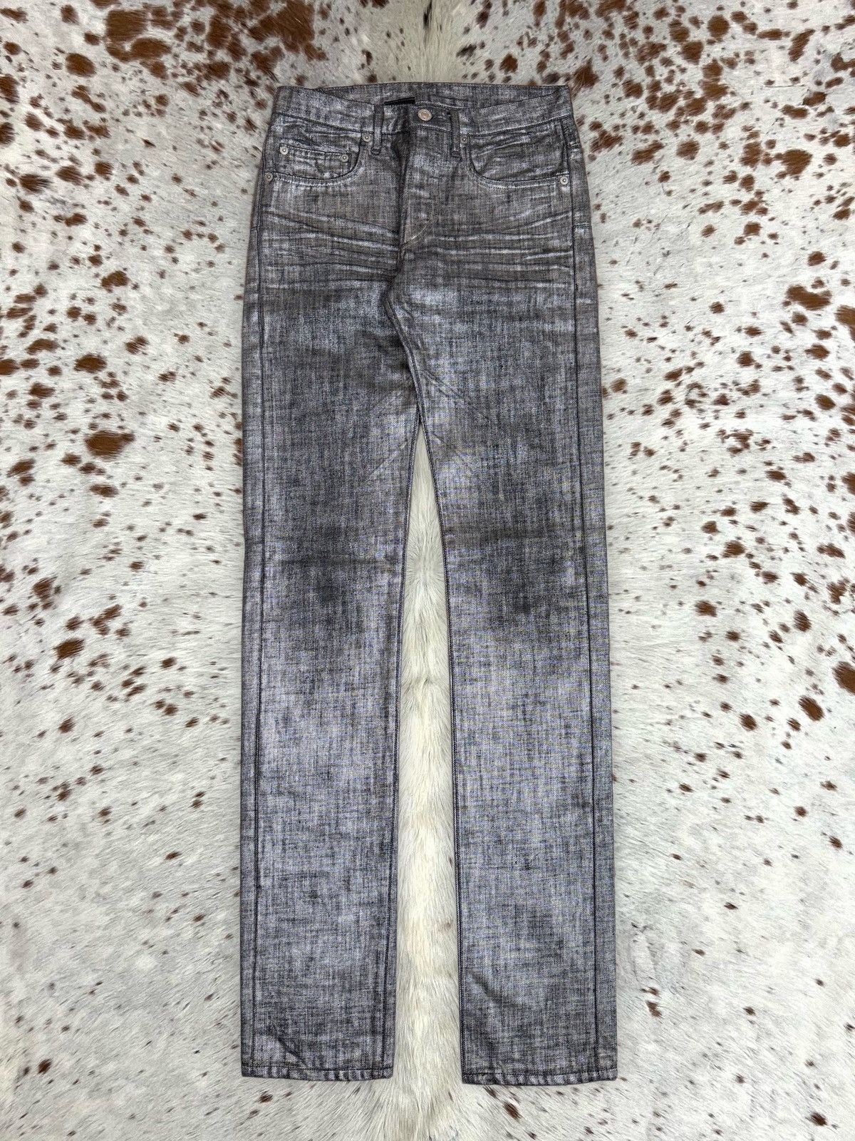 Dior SS08 Dior Homme Radioactive Silver Waxed Gray Denim Jeans