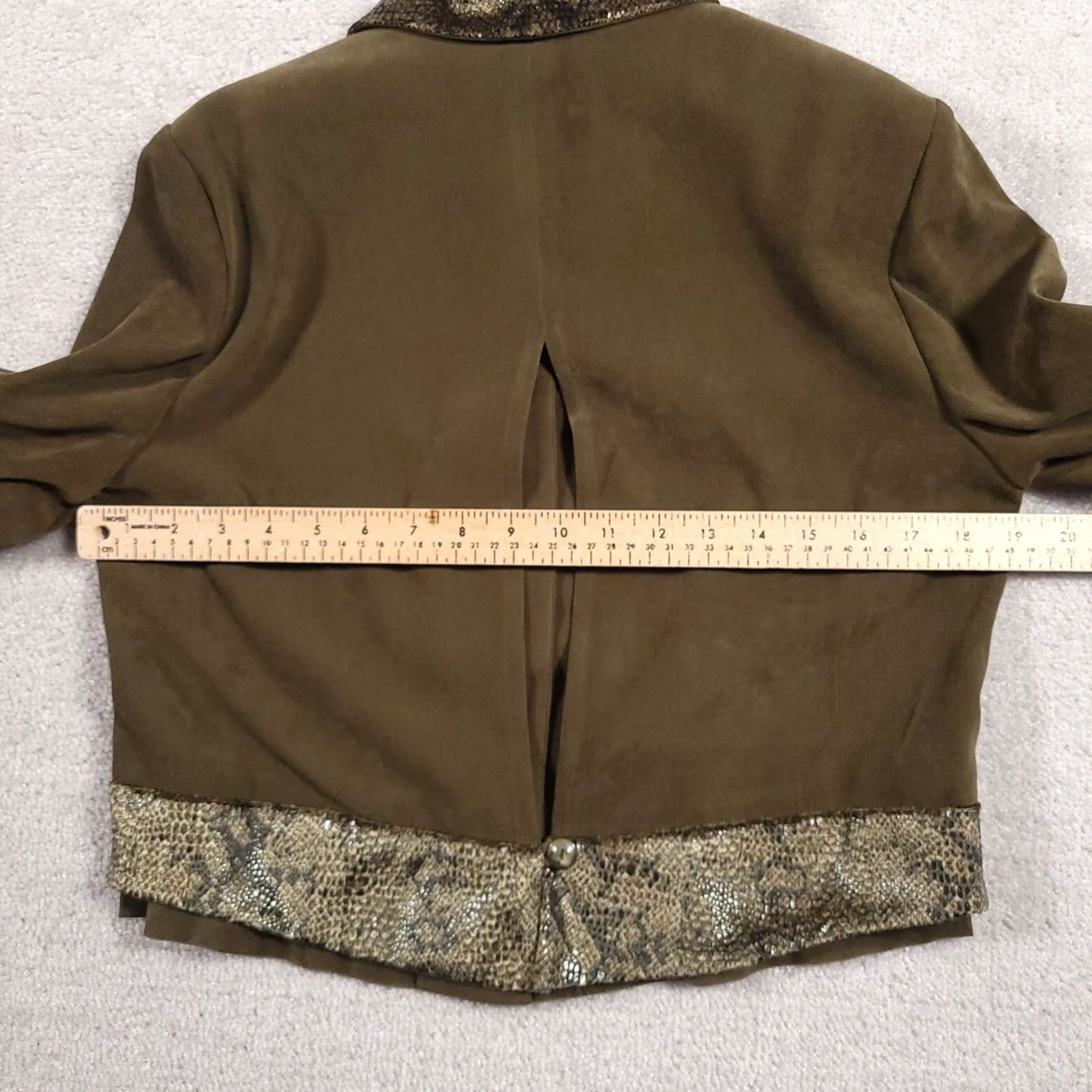 Vintage VINTAGE Jessica Howard Jacket Womens 10P Green Blazer Women Snake Skin Long Sleeve Open Back Size L / US 10 / IT 46 - 7 Thumbnail