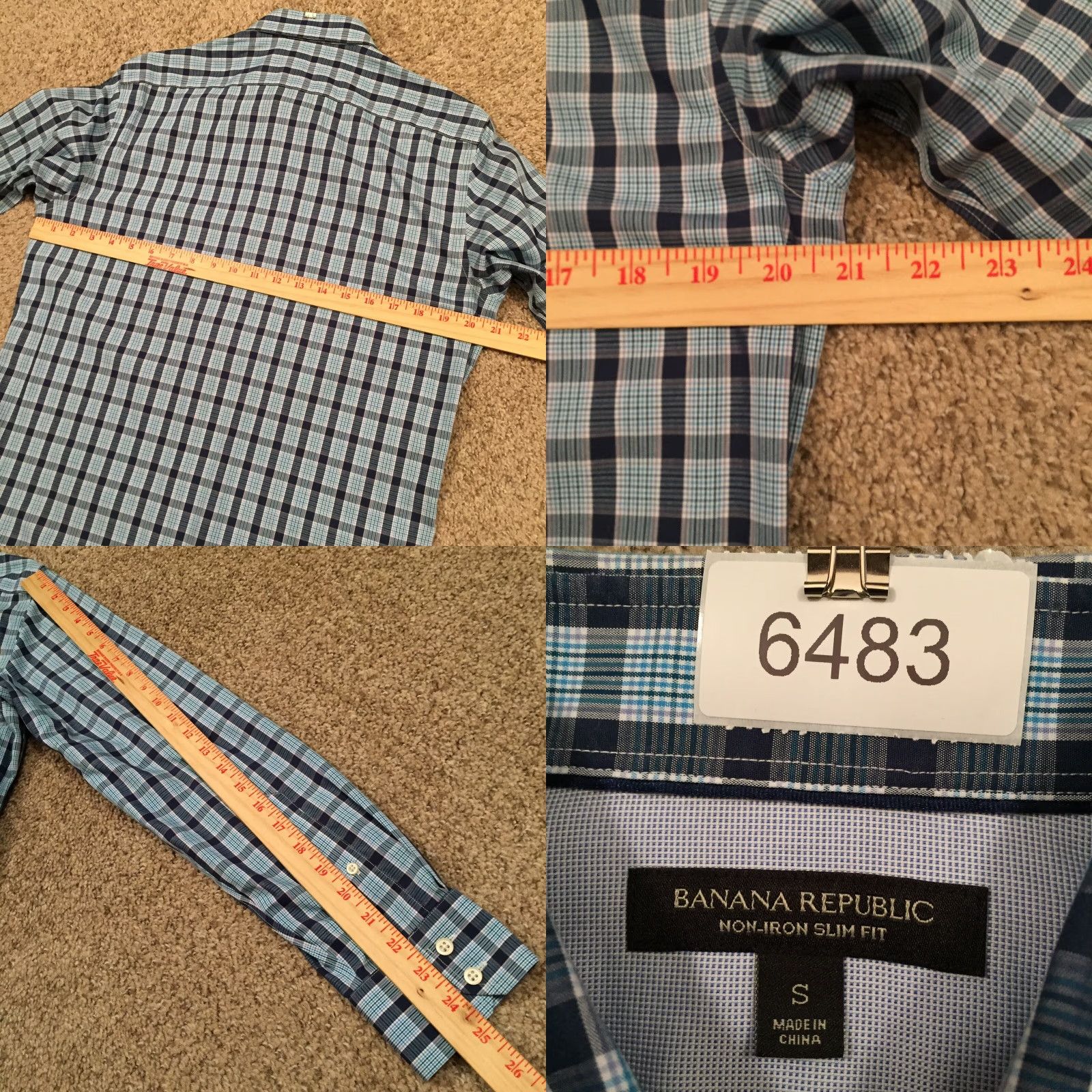 Banana Republic Banana Republic Shirt Mens Small Slim Blue Plaid Long Sleeve Button Up Size US S / EU 44-46 / 1 - 8 Thumbnail