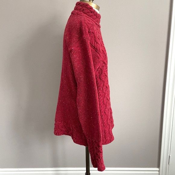 Aran Sweater Market Aran Red Speckled Wool Cashmere Cableknit Sweater - XL 🇮🇪 Size XL / US 12-14 / IT 48-50 - 4 Thumbnail