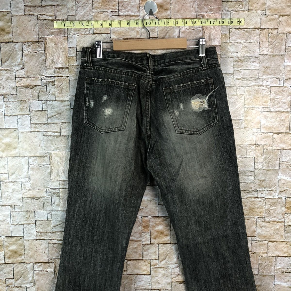 Schlussel Schlussel Black Distressed ripped Denim Pants #A1045 Size US 31 - 16 Thumbnail