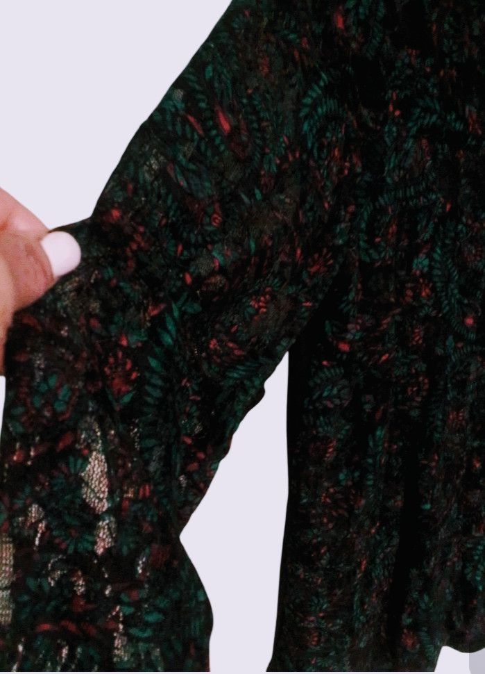 Other Black and Paisley Print Lace Front Long Sleeves Top Size M / US 6-8 / IT 42-44 - 2 Thumbnail