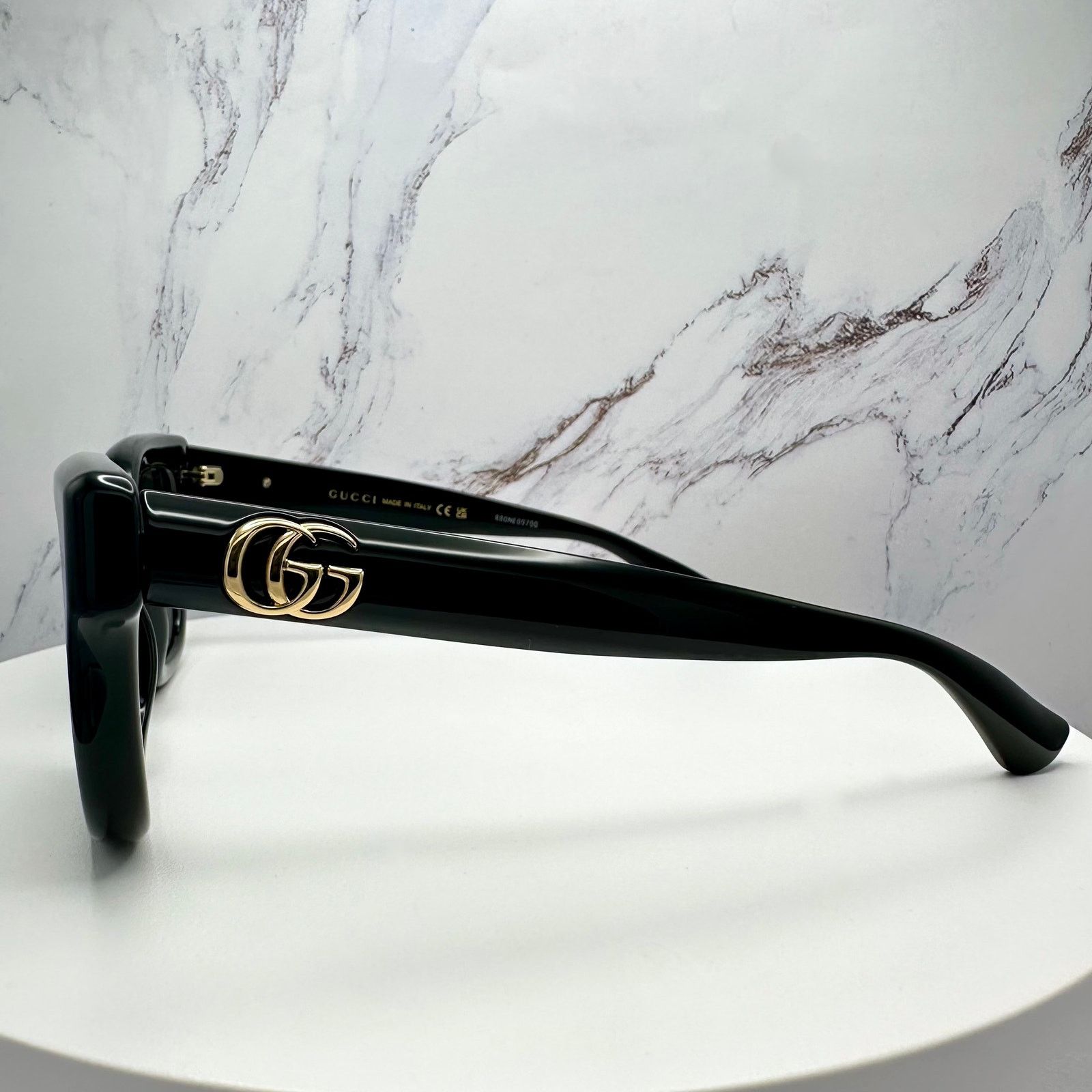 Gucci New GUCCI Sunglasses Black & Gold GG Logo Square Round Size ONE SIZE - 17 Thumbnail