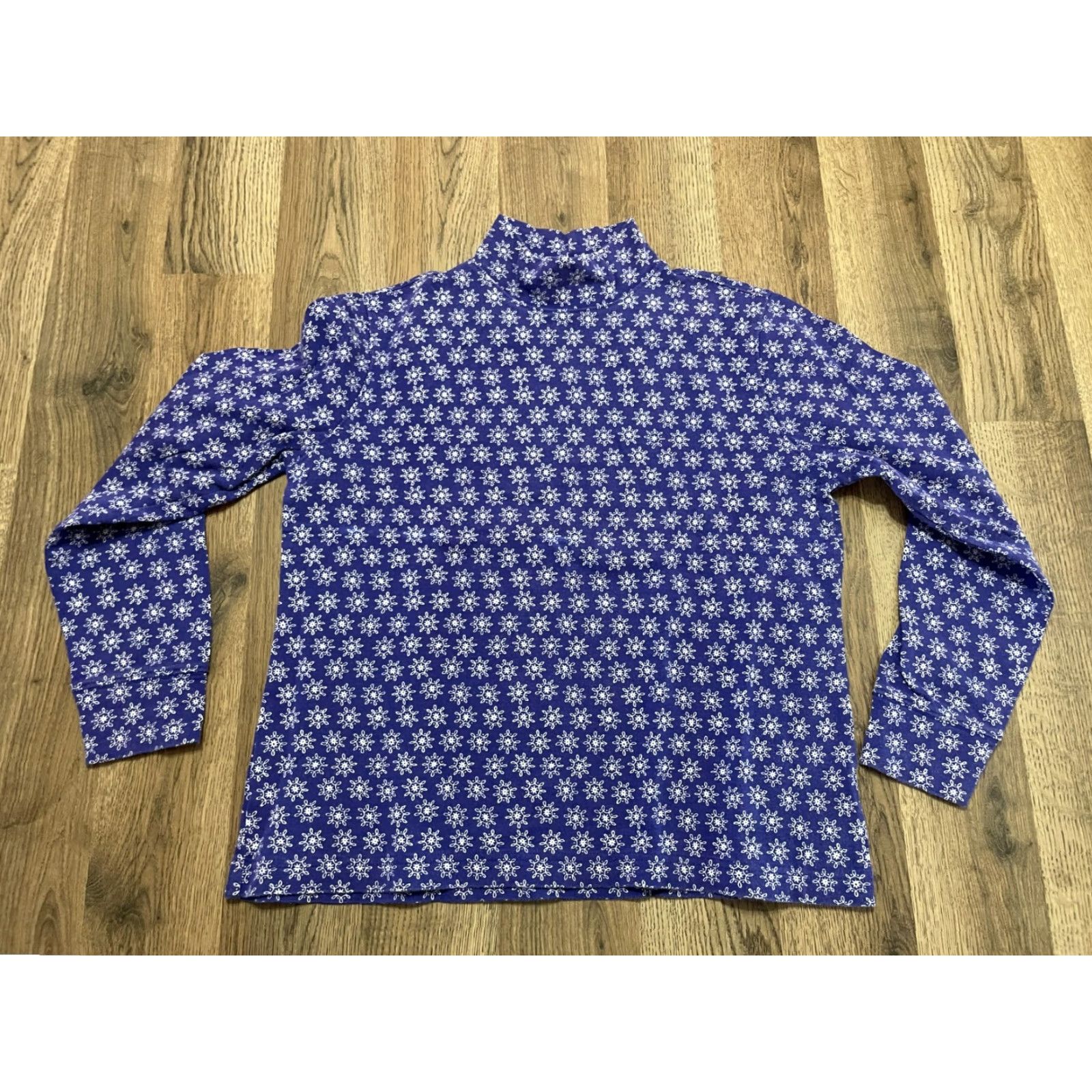 Lands' End Lands' End Shirt Women’s Small Purple White Long Sleeve Turtleneck Size S / US 4 / IT 40 - 2 Thumbnail