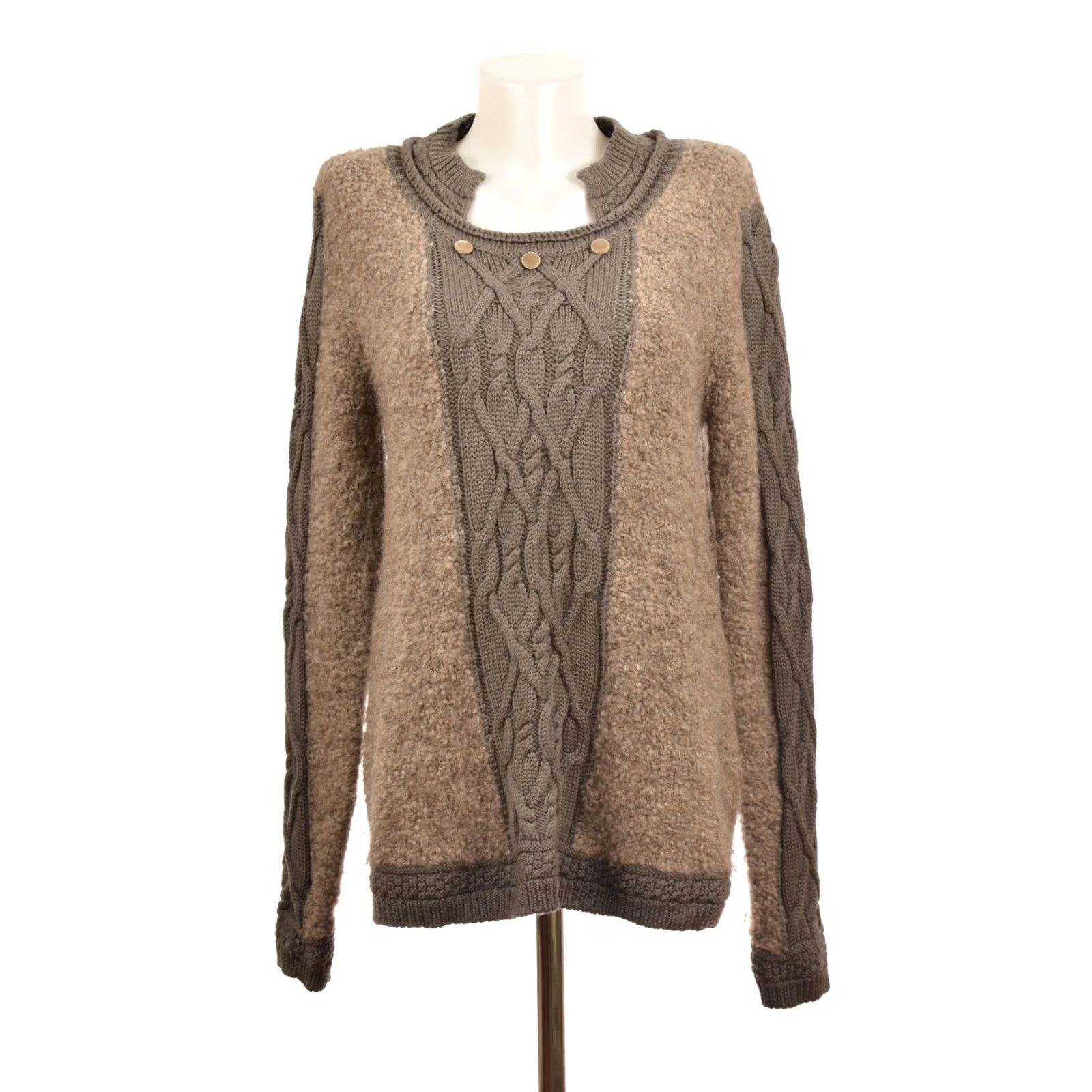 Vintage High Use Whip Up Wool Blend Mixed Fabrics Designer Sweater Made in Italy Size M, Gray, Womens, Pullover, Size M Size M / US 6-8 / IT 42-44 - 2 Thumbnail