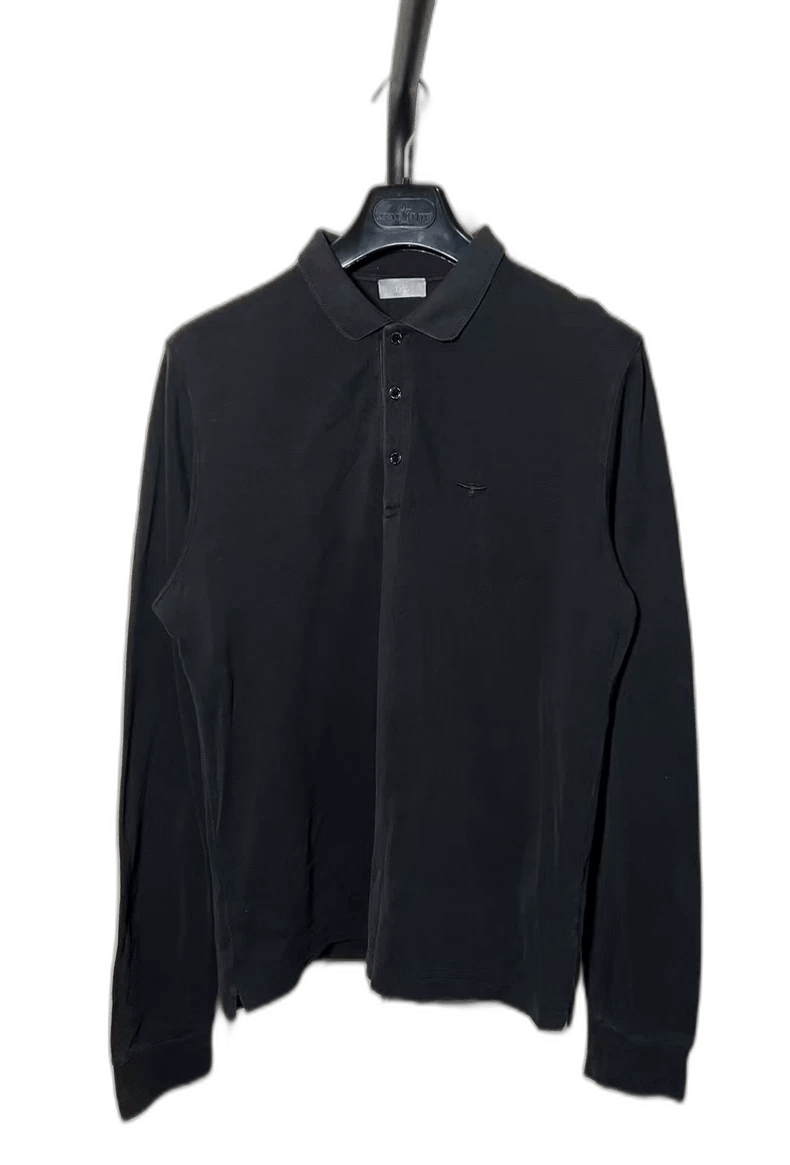 Dior Black Bee Logo Long Sleeve Polo