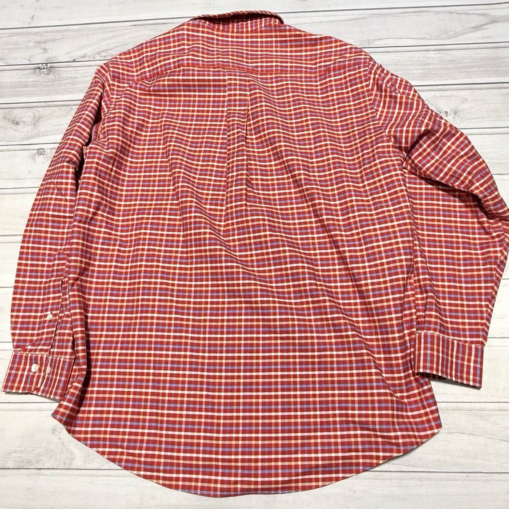 Brooks Brothers Brooks Brothers Shirt Mens Large Red Plaid Check Non Iron Supima Oxford OCBD Dress Shirt Long Sleeve Size US L / EU 52-54 / 3 - 4 Thumbnail