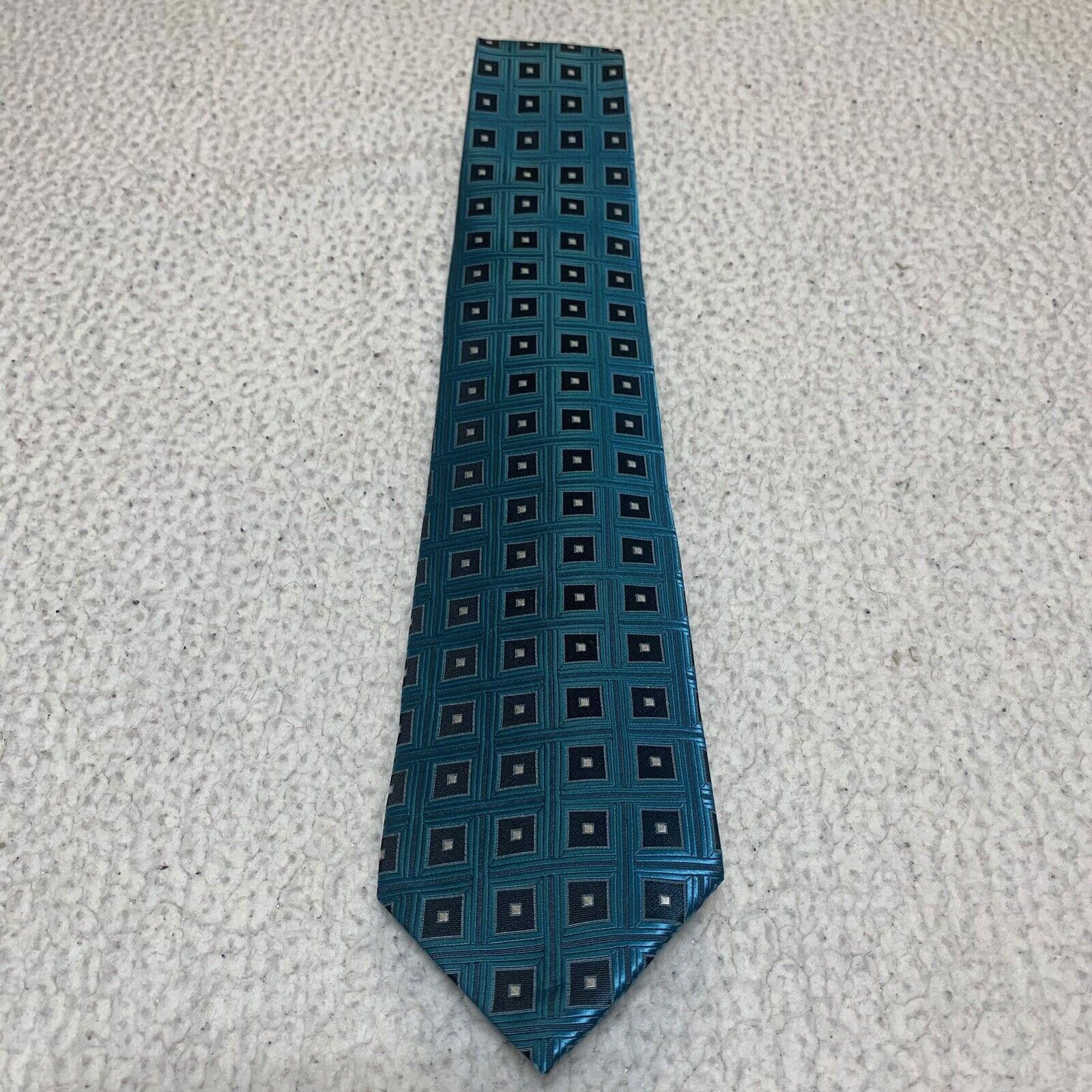 Adolfo Dominguez Adolfo Men's Formal Tie Classic Size Turquoise and Black Size ONE SIZE - 1 Thumbnail