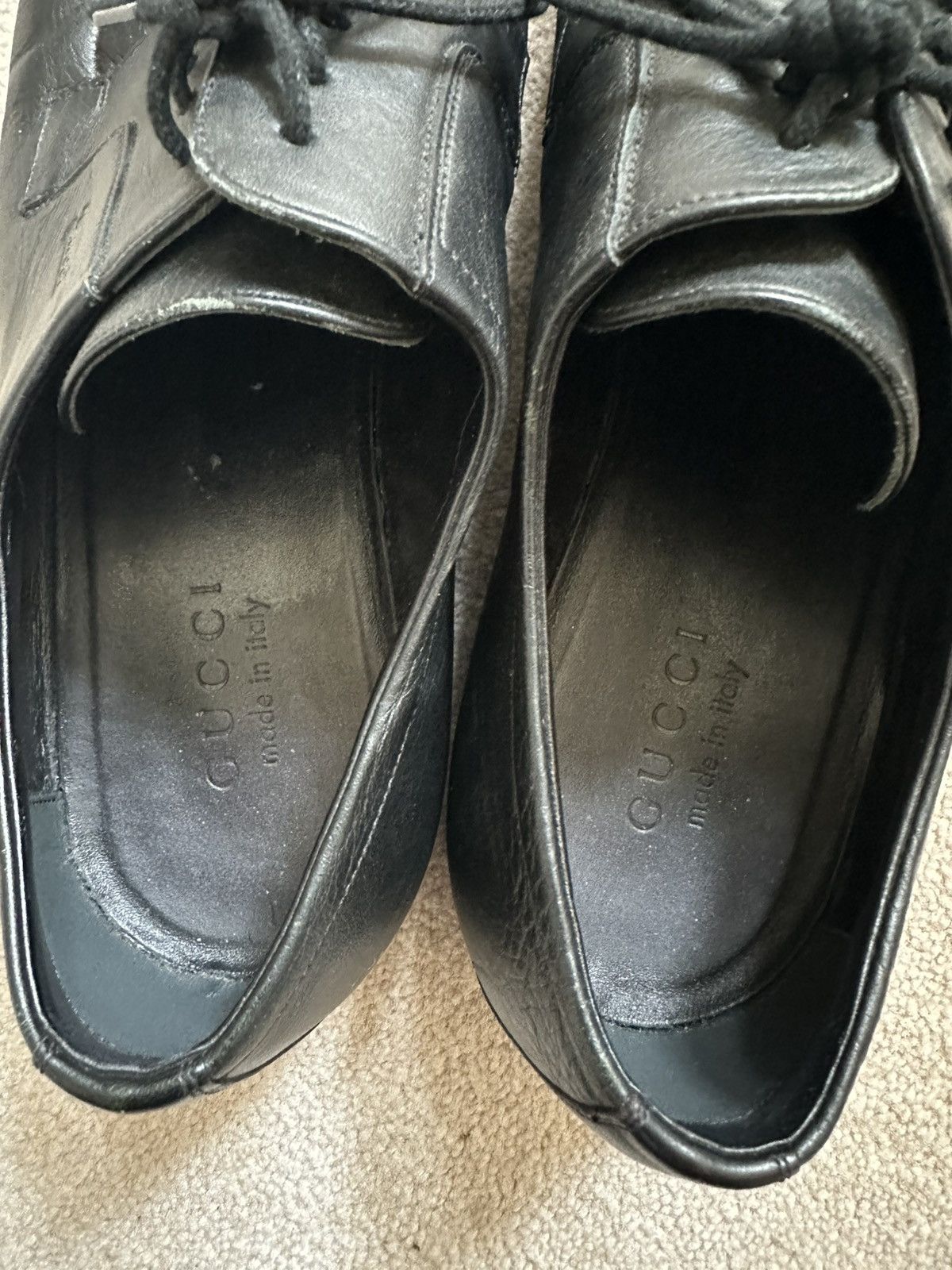 Gucci Gucci Black Leather Square Toe Lace Up Shoes Made in Italy Size US 10 / EU 43 - 12 Thumbnail