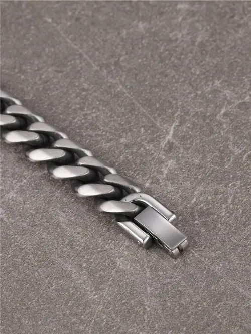 Jewelry Retro Vintage Stainless Steel Bracelet Cuban Link Minimal Size ONE SIZE - 2 Thumbnail