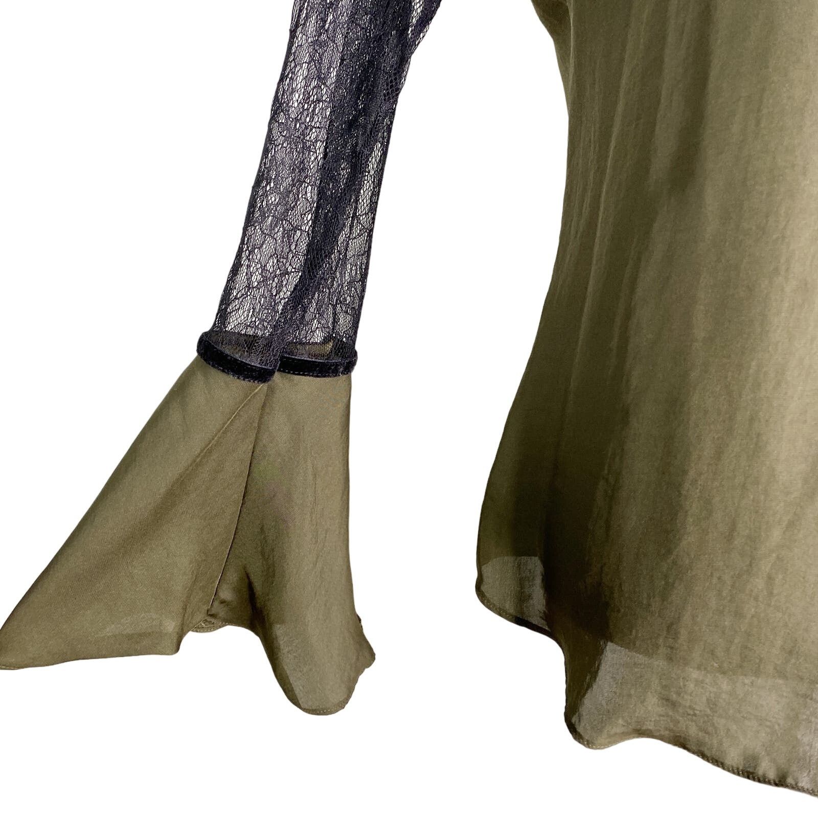 Other Analili Top Small Olive Black Lace Long Bell Sleeves New Size S / US 4 / IT 40 - 3 Thumbnail