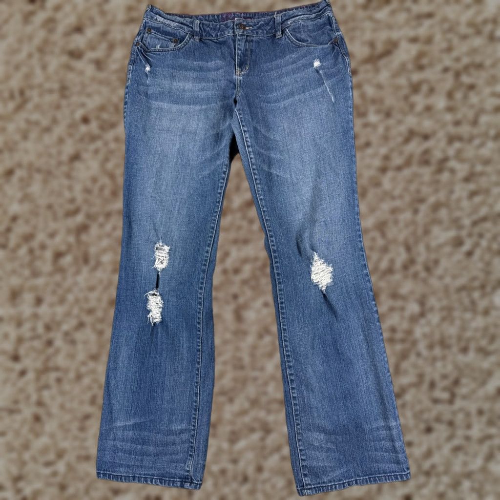 Denime dELiA*s Jeans Women's Blue Denim Bootcut 32x32 Mid Rise Distressed 5-Pocket Cotton Regular Size 15 Vintage No Size 36" / US 14 / IT 50 - 1 Thumbnail