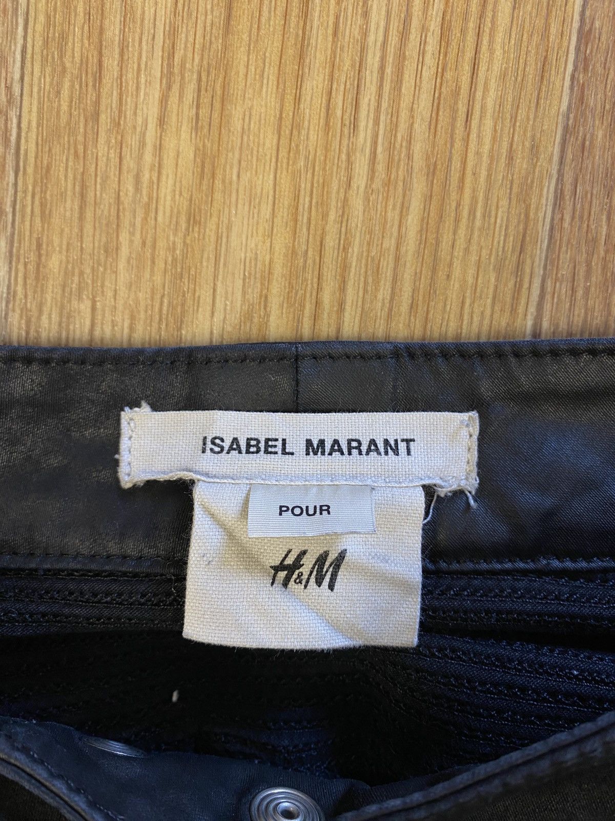 H&M × Isabel Marant Isabel Marant Pour for H&M Black Waxed Biker Pants size US 6 Size 28" / US 6 / IT 42 - 2 Thumbnail