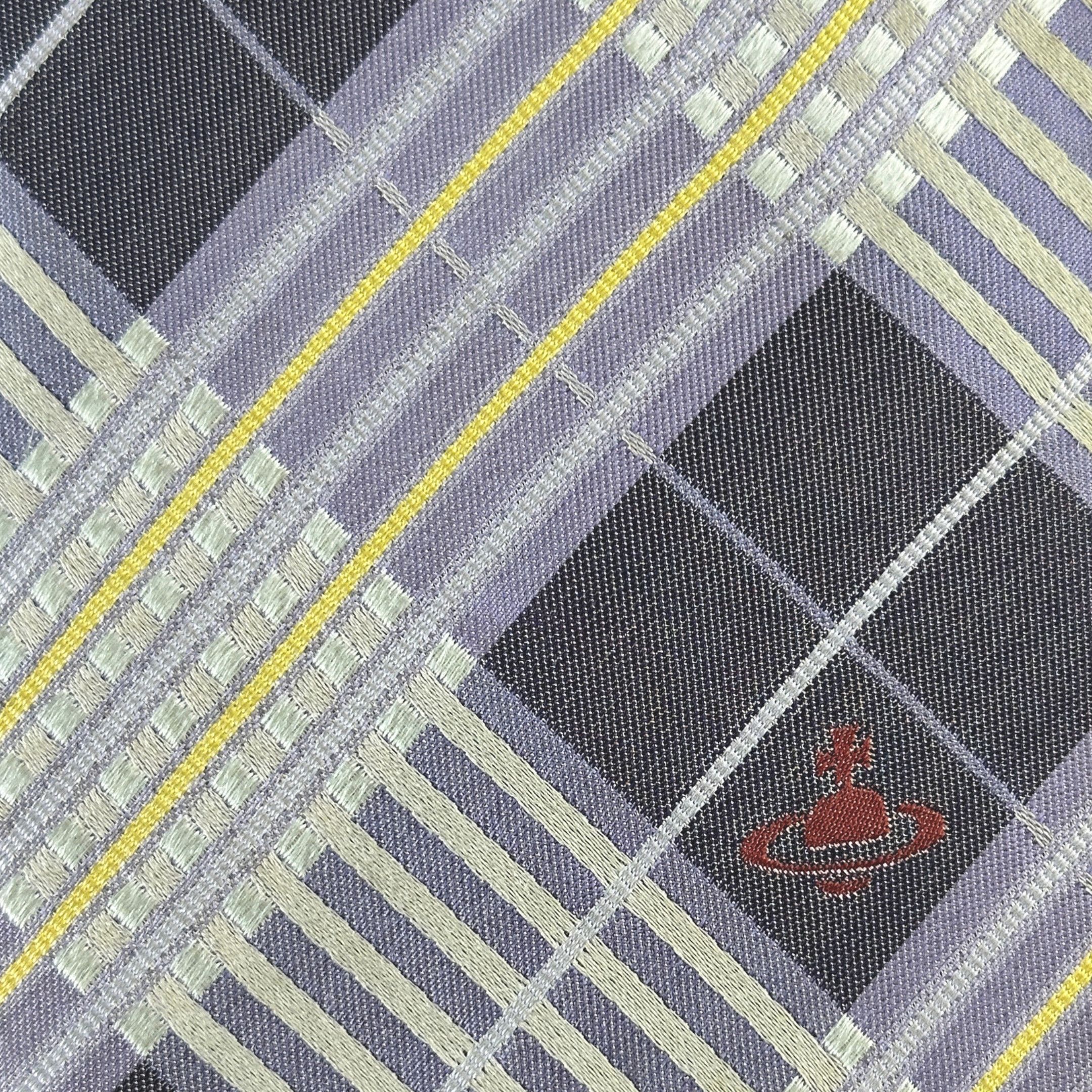 Vivienne Westwood Silk Tie Light Purple and Gray Plaid Size ONE SIZE - 4 Thumbnail