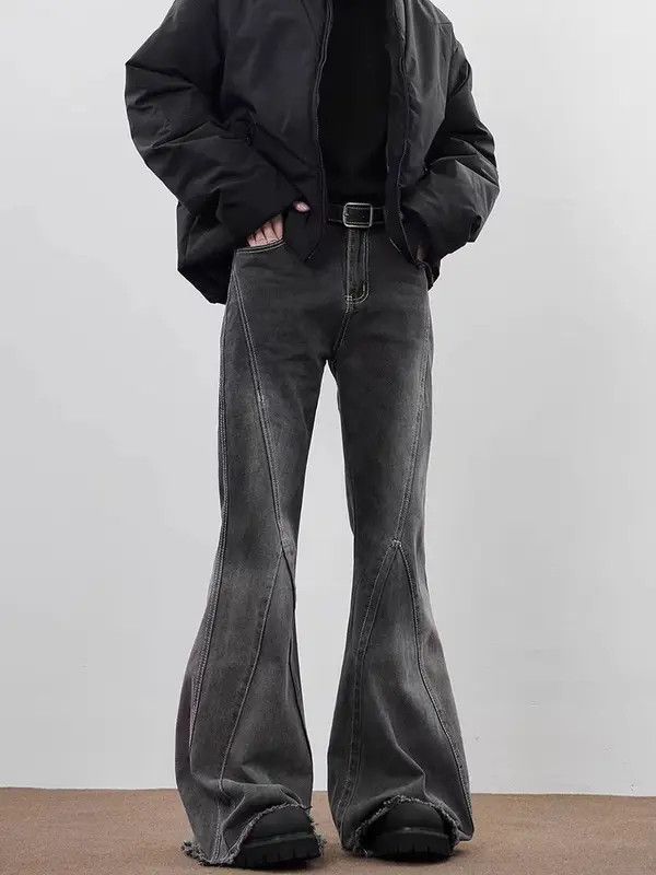 Japanese Brand VIBE Street y2k raw edge floor-length micro-flare jeans Size US 32 / EU 48 - 8 Thumbnail