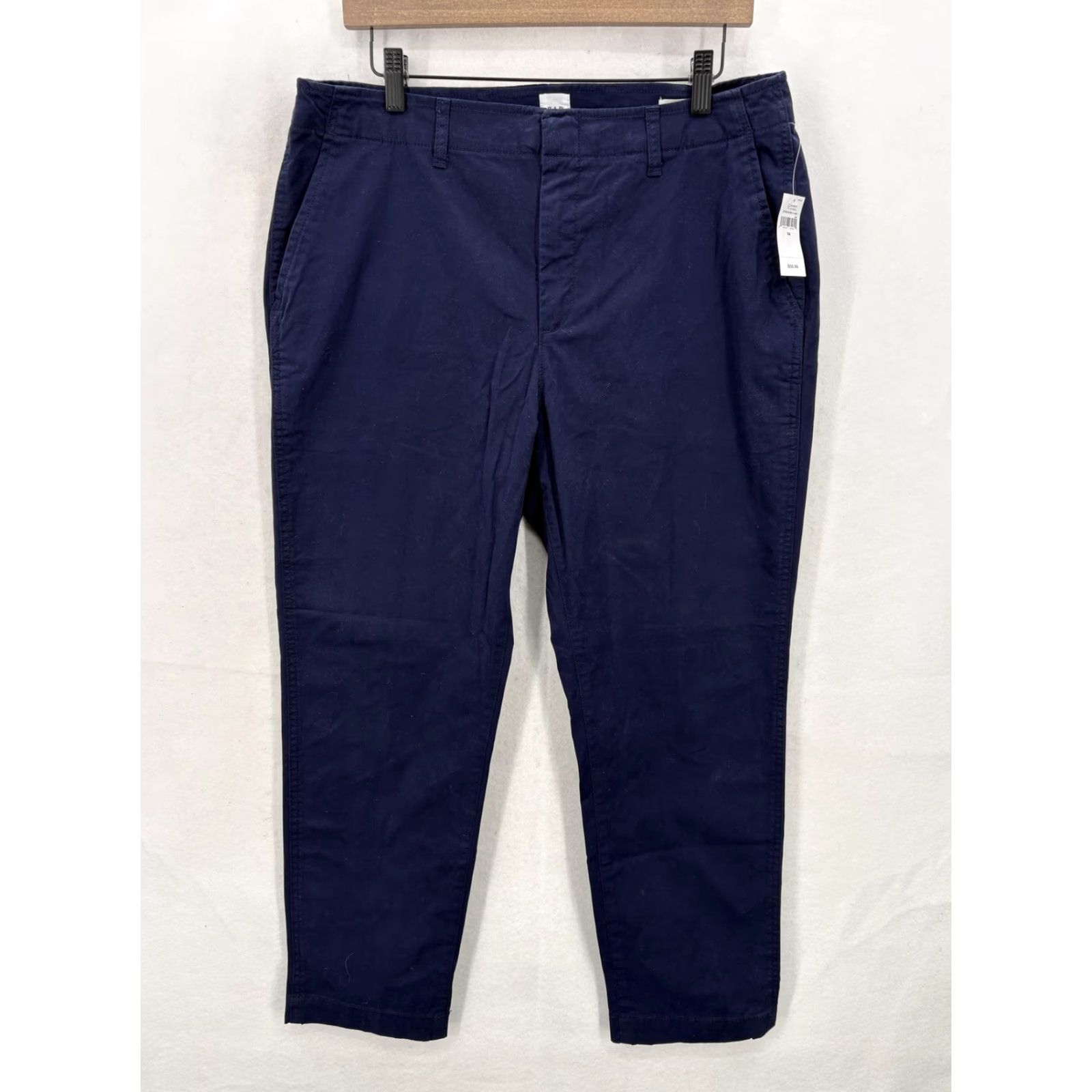 Gap GAP Pants Womens 14 Navy Downtown Khaki Chino Ankle Stretch Cotton Casual Preppy Tapered Twill Pockets Zip Womens Size 36" / US 14 / IT 50 - 2 Thumbnail
