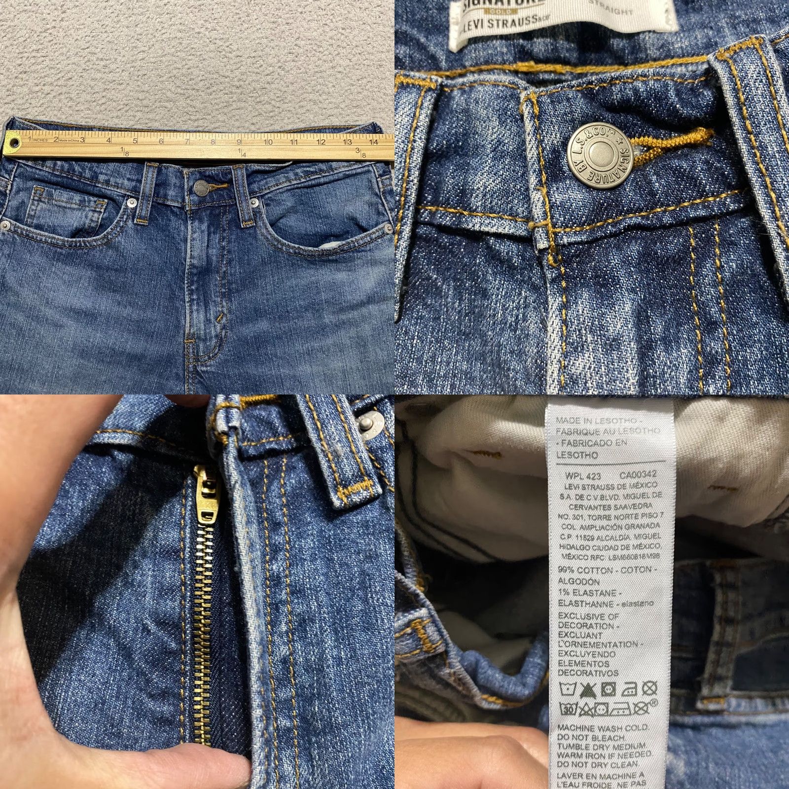 Levi's Levi's Signature Jeans Blue Denim Medium Wash Straight Mid Rise Mens 29x30 5-Pocket Size US 29 - 8 Thumbnail