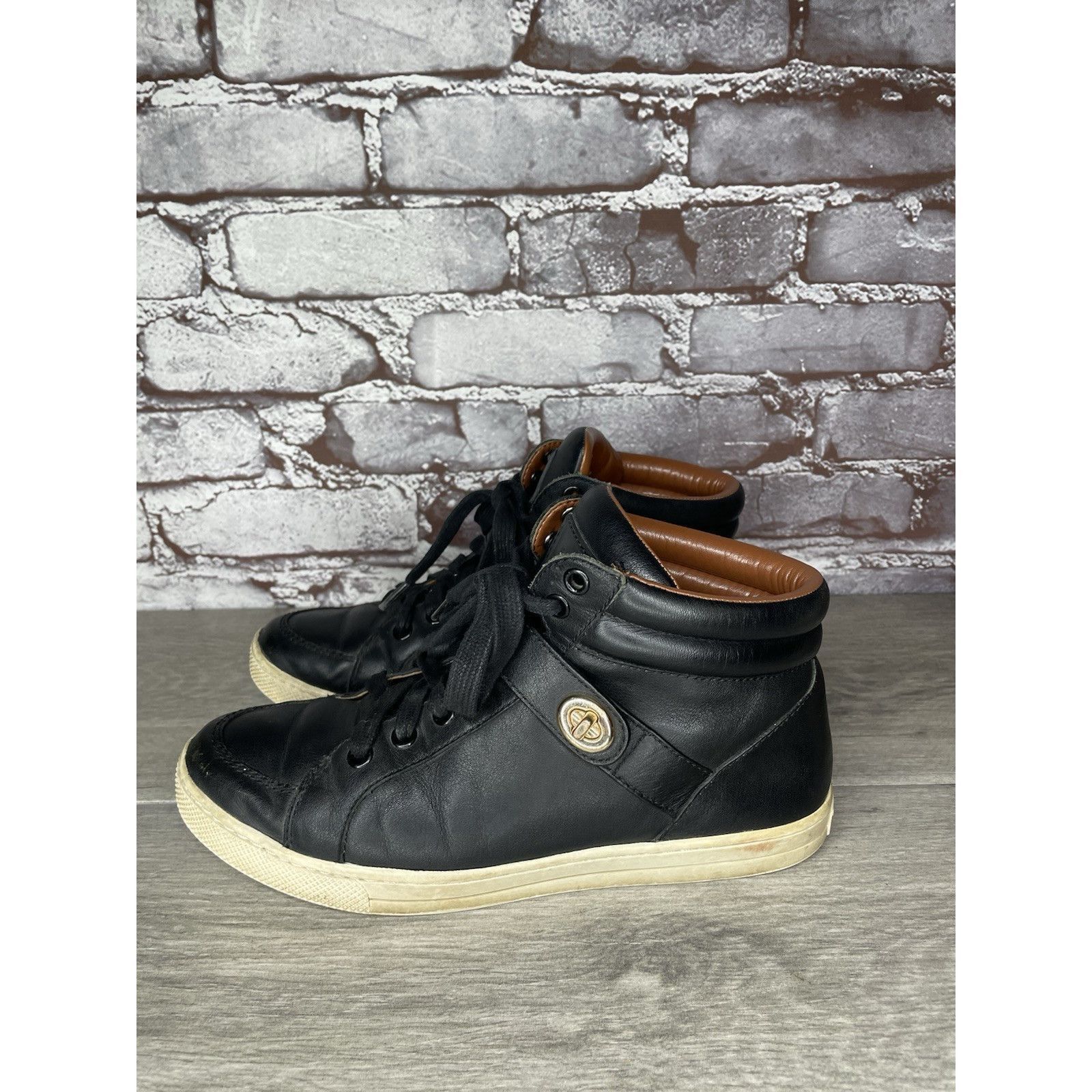 Coach COACH Pembroke Nappa Black Leather Hi-Top Turnlock Sneakers Size US 7.5 / IT 37.5 - 17 Thumbnail