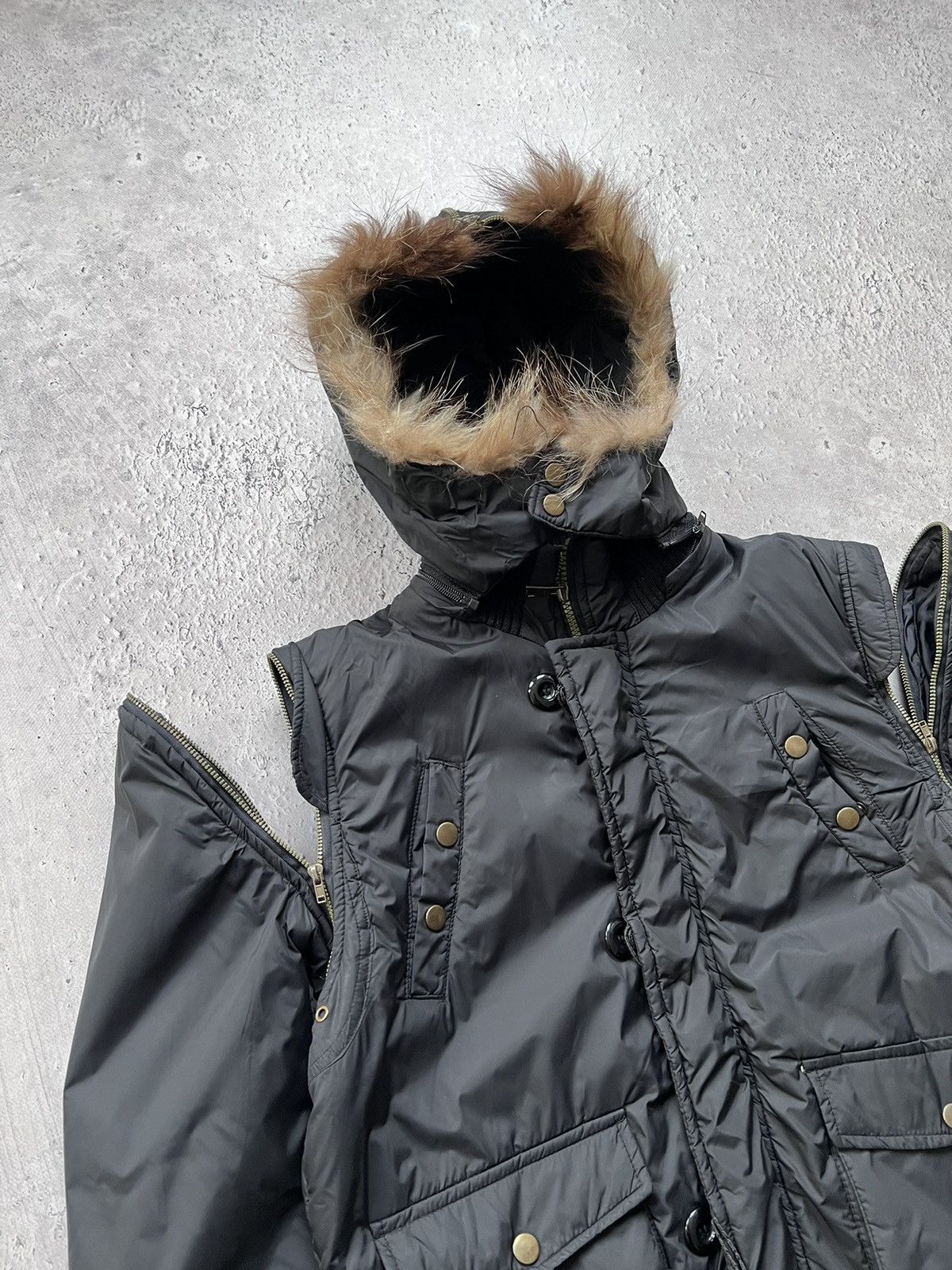 ジャケット・アウター 00s real fur jacket black opium archive 2000s Japanese Punk Grunge Fur Puffer Jacket opium style