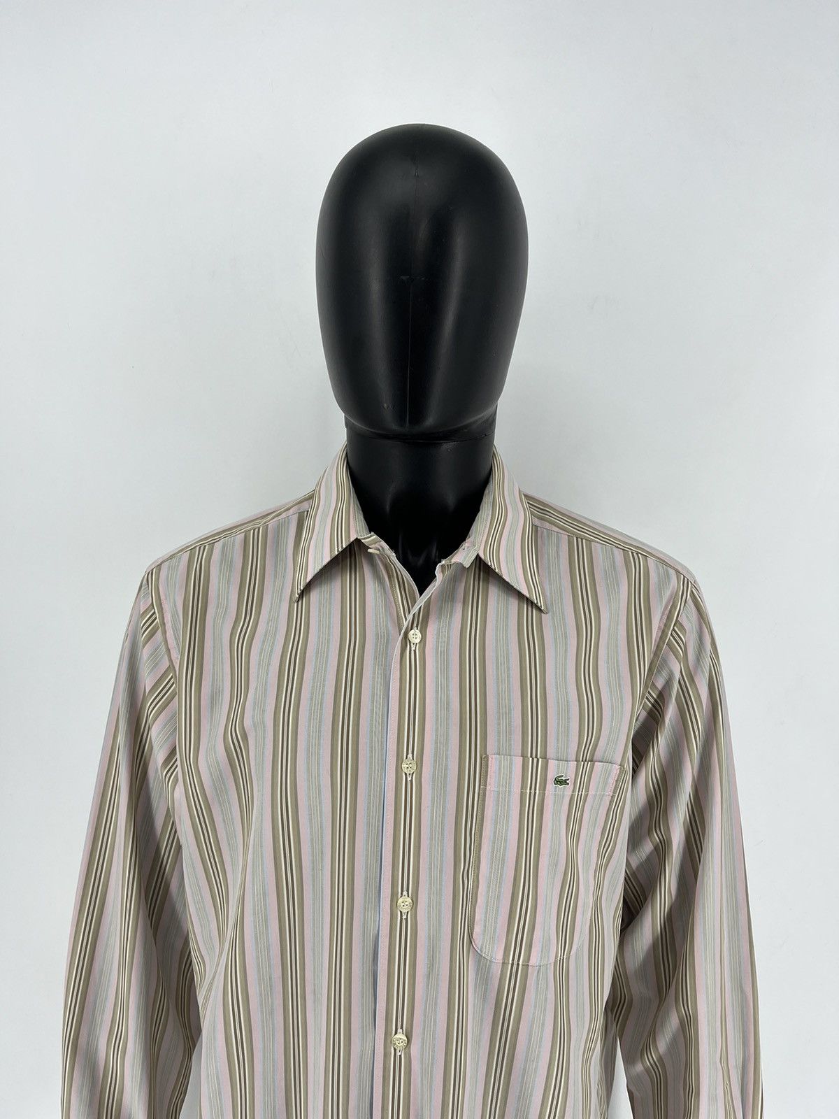 Lacoste × Vintage Lacoste Long Sleeve Button Down Shirt Blue Stiped Collared Size US XL / EU 56 / 4 - 8 Thumbnail