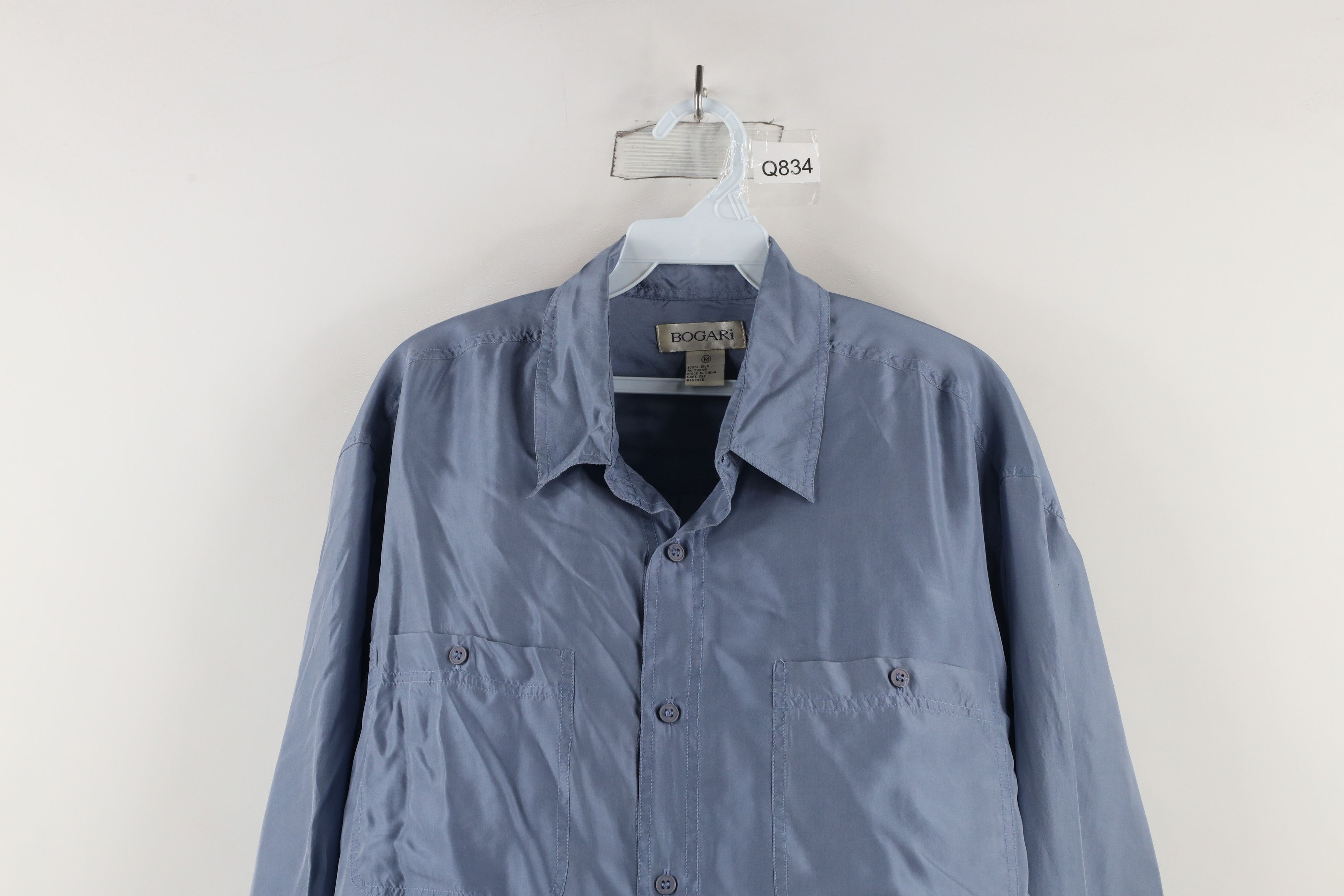 Vintage Vintage 90s Streetwear Silk Collared Button Shirt Blue Size US M / EU 48-50 / 2 - 2 Thumbnail