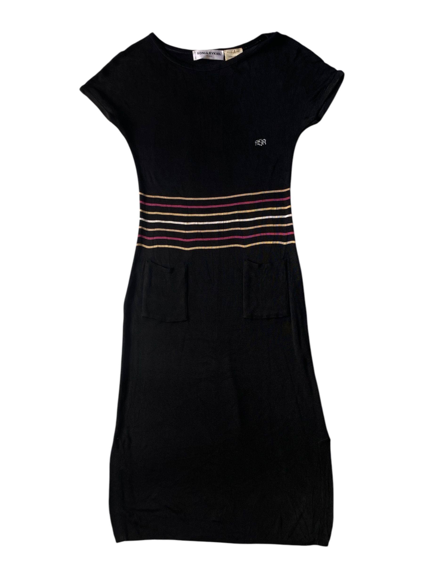 Sonia Rykiel × Vintage Sonia Rykiel Black Knit Midi Dress with side slits Size M / US 6-8 / IT 42-44 - 4 Thumbnail