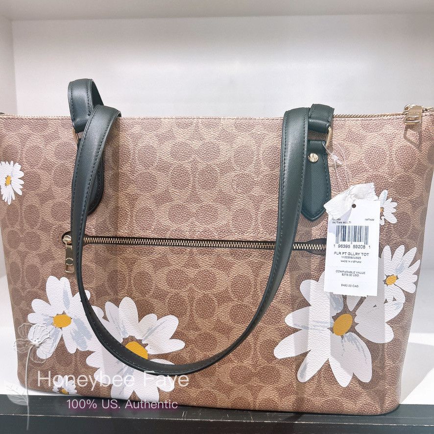 Coach Canvas and Leather Tote With shops Floral Print