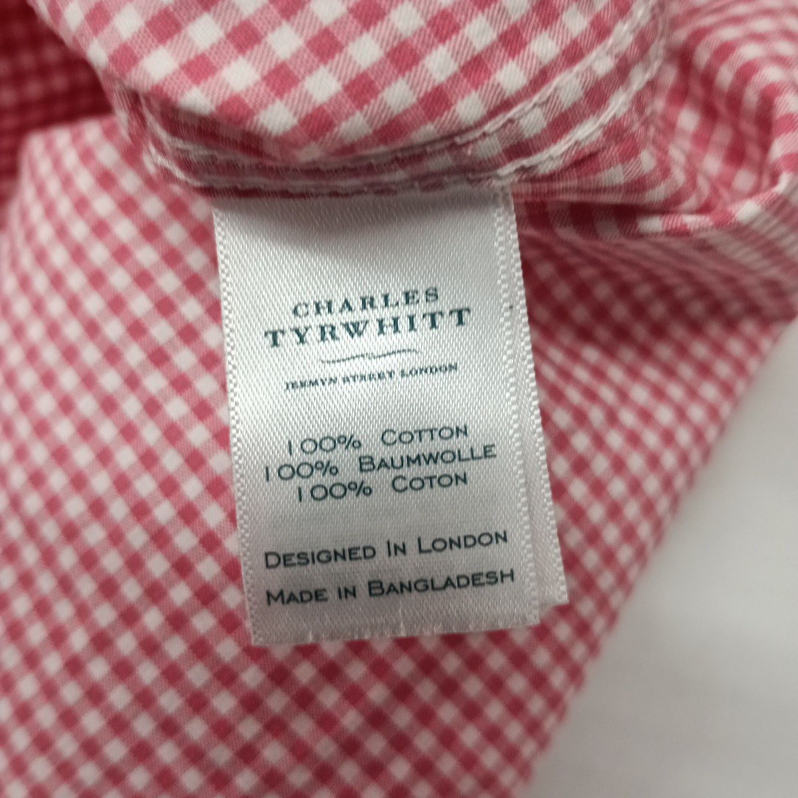 Charles Tyrwhitt Charles Tyrwhitt Shirt Slim Fit Men's L Pink White Check Size US L / EU 52-54 / 3 - 7 Thumbnail