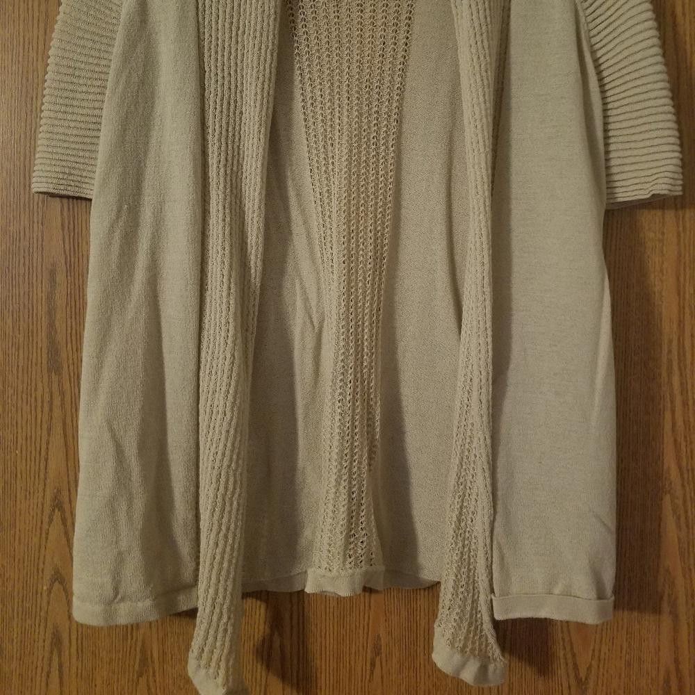 Chicos Chicos Tan Size 0 Small Open Front Knit Sweater Size S / US 4 / IT 40 - 2 Thumbnail
