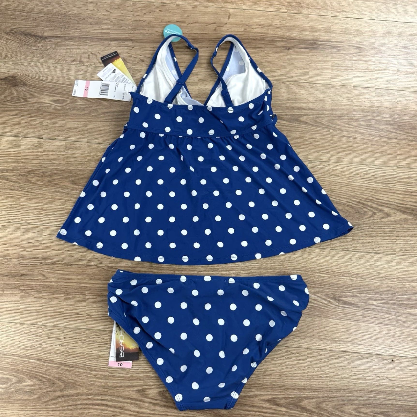 Vintage VINTAGE Beach House 2-Piece Swimsuit Top & Bottom Polka Dot Tankini Women 10 Blue Womens Size L / US 10 / IT 46 - 5 Thumbnail