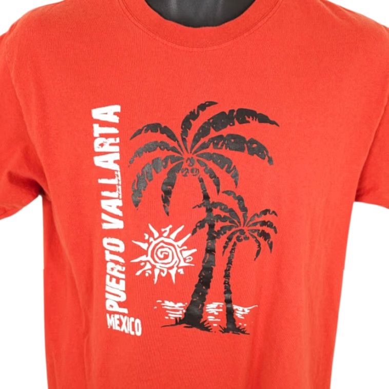 Vintage Yazbak Puerto Vallarta T Shirt Mens Medium Orange Travel Destination Souvenir Tee Size US M / EU 48-50 / 2 - 2 Thumbnail