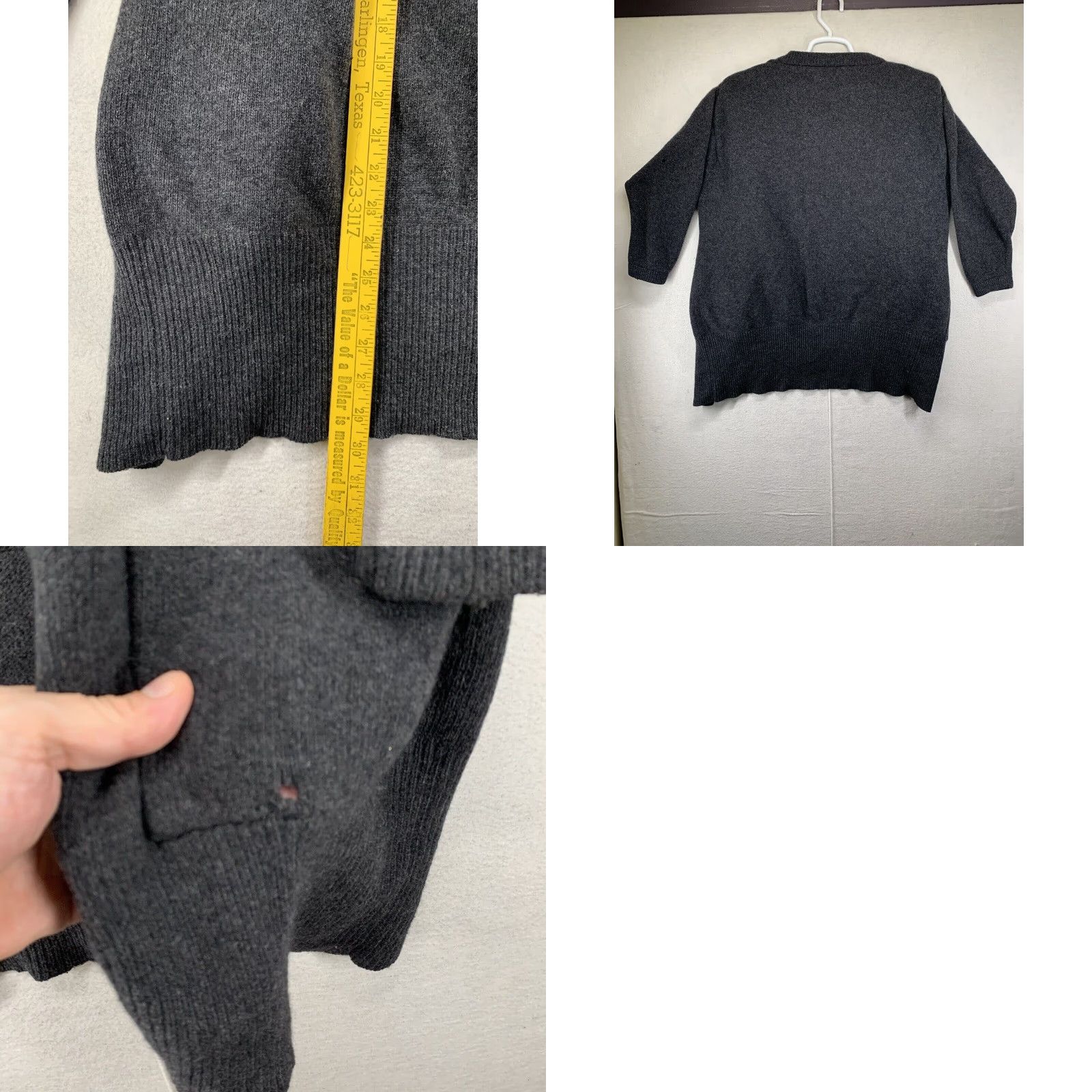 Liz Claiborne VINTAGE Liz Claiborne Cardigan Women’s Small Dark Gray Angora Lambswool Pockets Preppy Classic Size S / US 4 / IT 40 - 8 Thumbnail