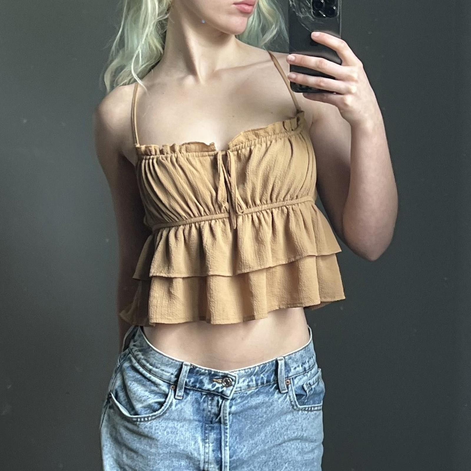 Other Camel brown ruffle tank top Size S / US 4 / IT 40 - 6 Thumbnail