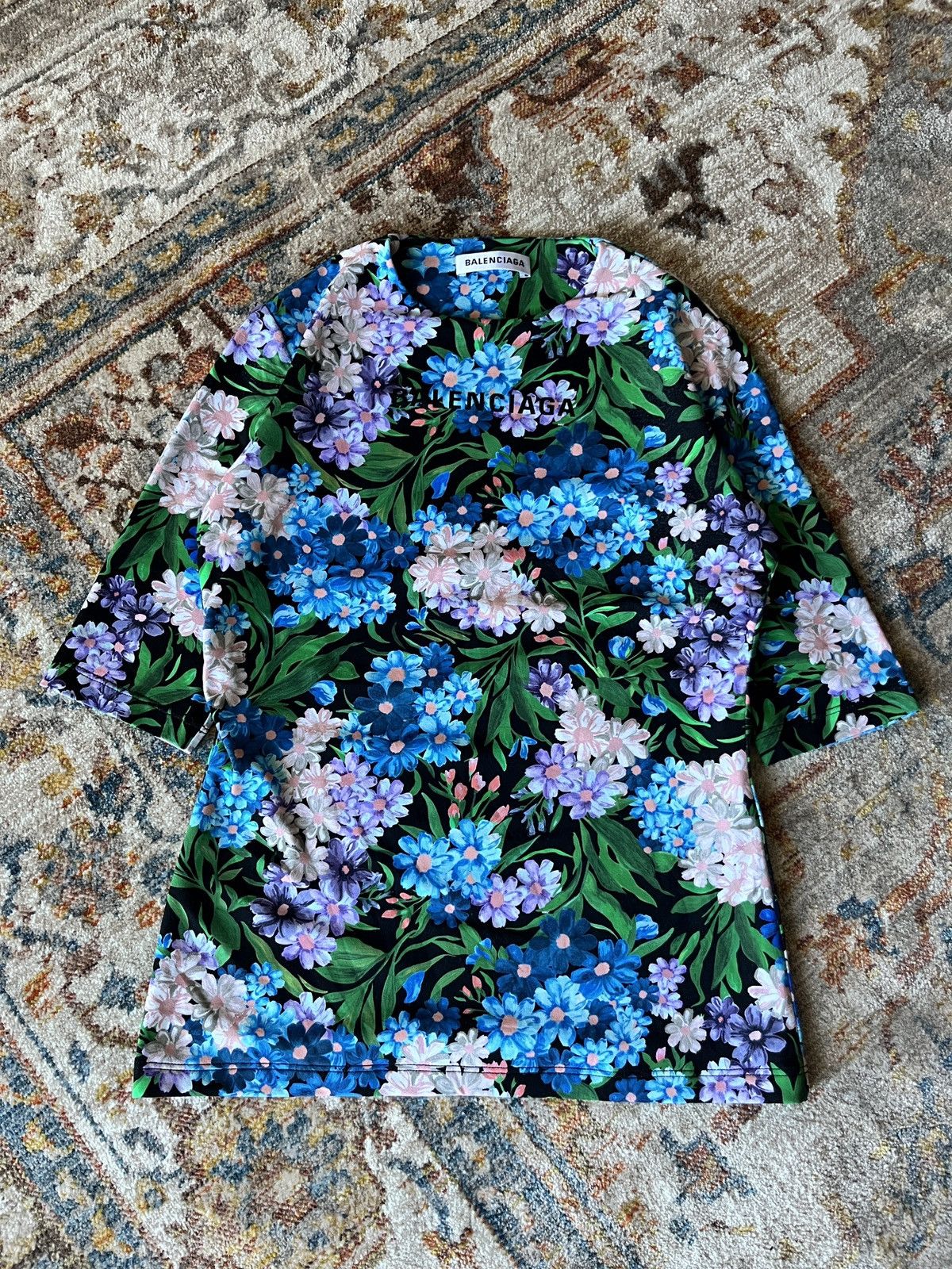 Balenciaga 2018 Balenciaga Floral Print Stretch Top Size M / US 6-8 / IT 42-44 - 1 Thumbnail