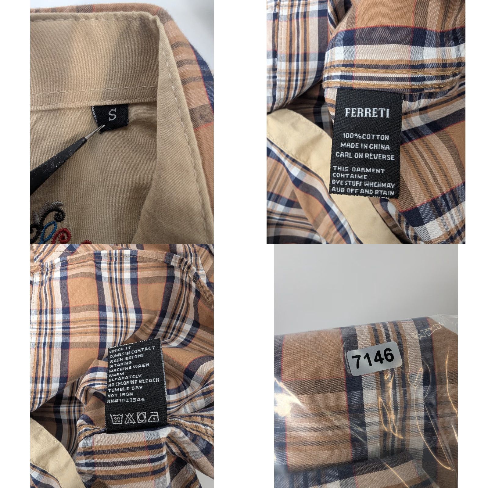 Vintage Moy Ferreti Plaid Shirt Button-Up Cowboys Mens Size S Brown Cotton Long Sleeve Pearl Snap Size US S / EU 44-46 / 1 - 8 Thumbnail