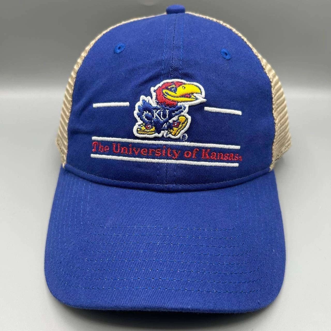 The Game Vintage Kansas Jayhawks Trucker Hat Men NCAA Snap Back Cap Size ONE SIZE - 1 Thumbnail