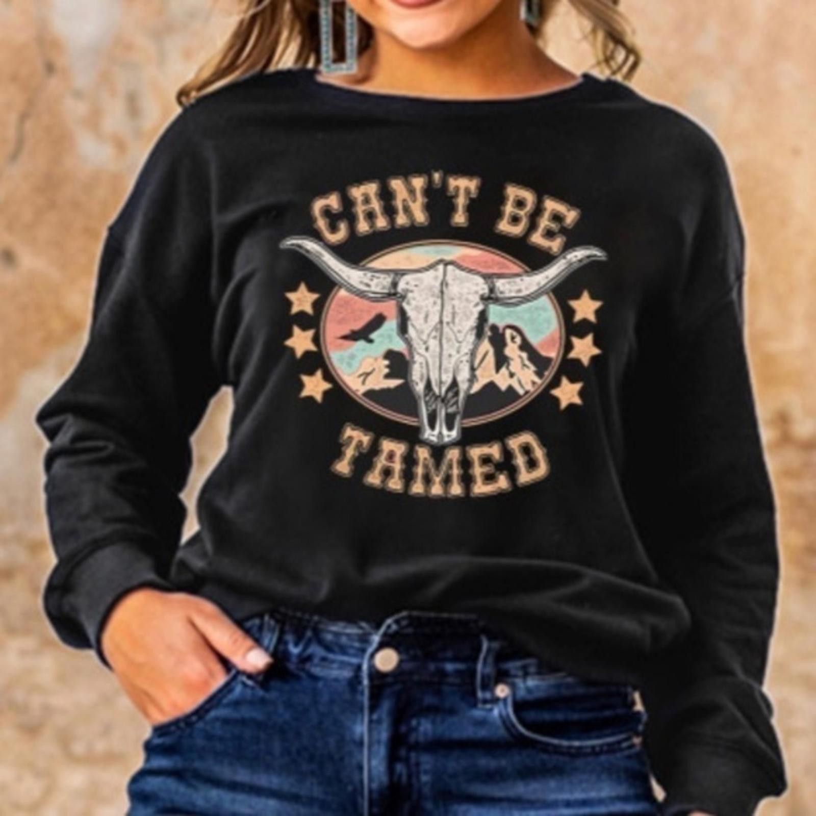 Designer Cowboy Crewneck Wester Style Sweatshirt NWT Size L / US 10 / IT 46 - 3 Thumbnail
