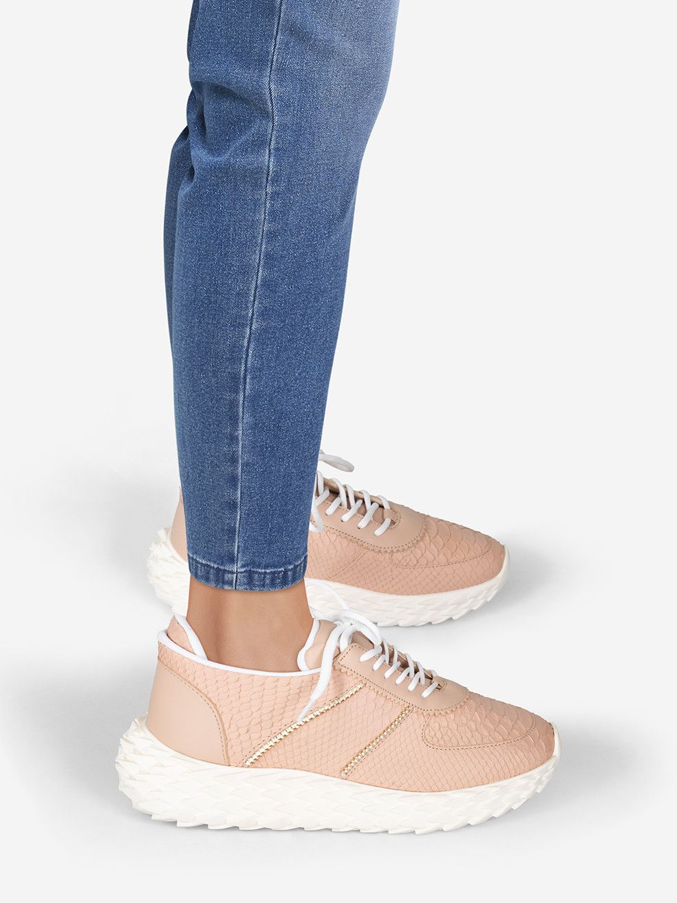 Giuseppe Zanotti Beige Leather Urchin Trainers Shoes, Women's (Size 9.5)